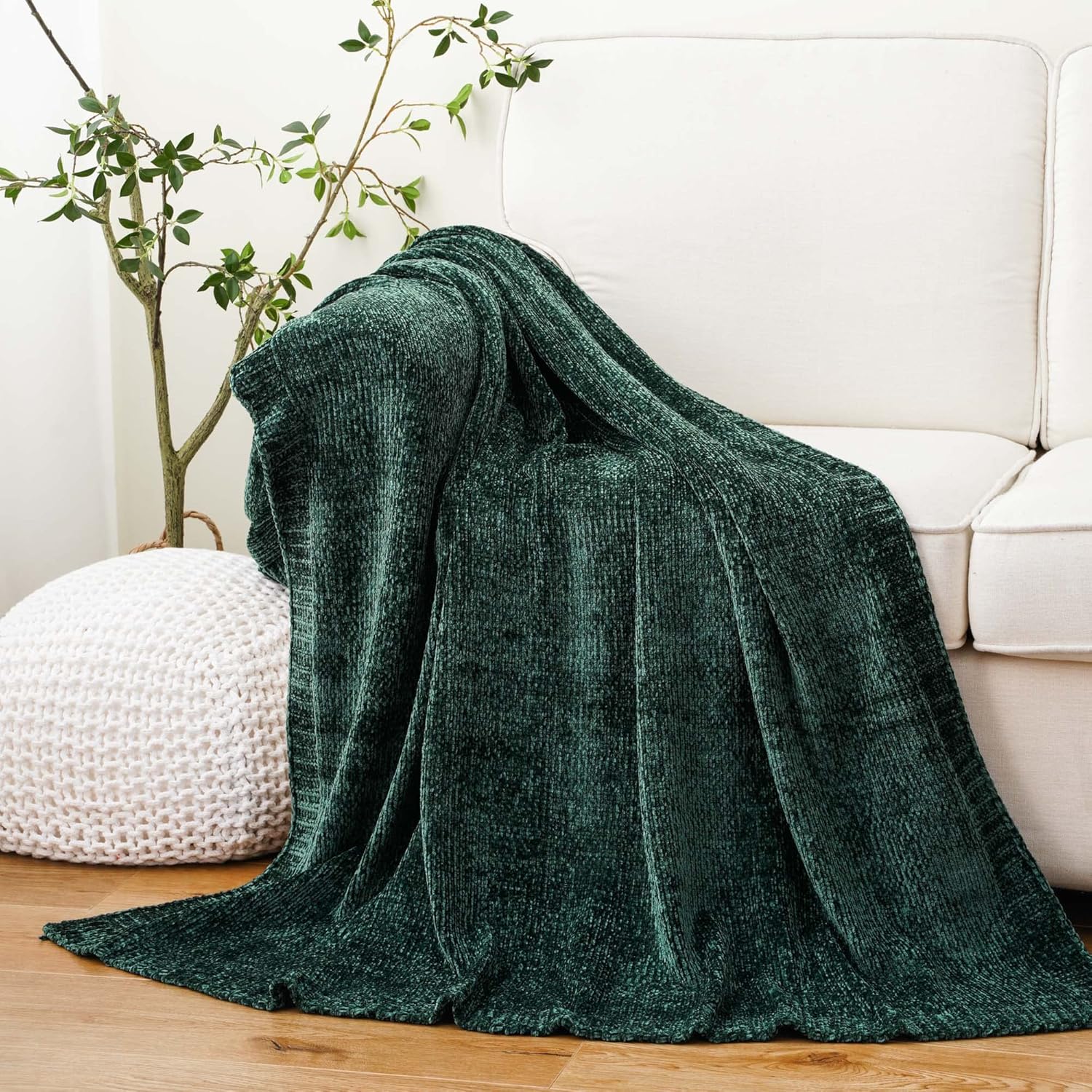 BATTILO HOME Manta de punto de felpilla para decoración del hogar, color verde navideño, para sofá, manta súper suave, 51 x 67 pulgadas