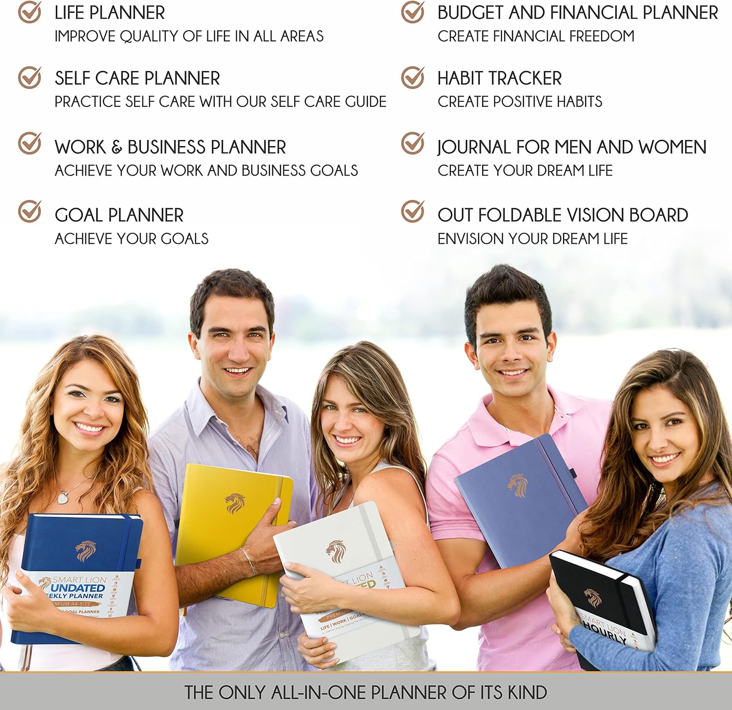 Agenda de vida y trabajo, tamaño A4, planificador de objetivos de 12 meses y planificador de productividad para aumentar la felicidad, planificador