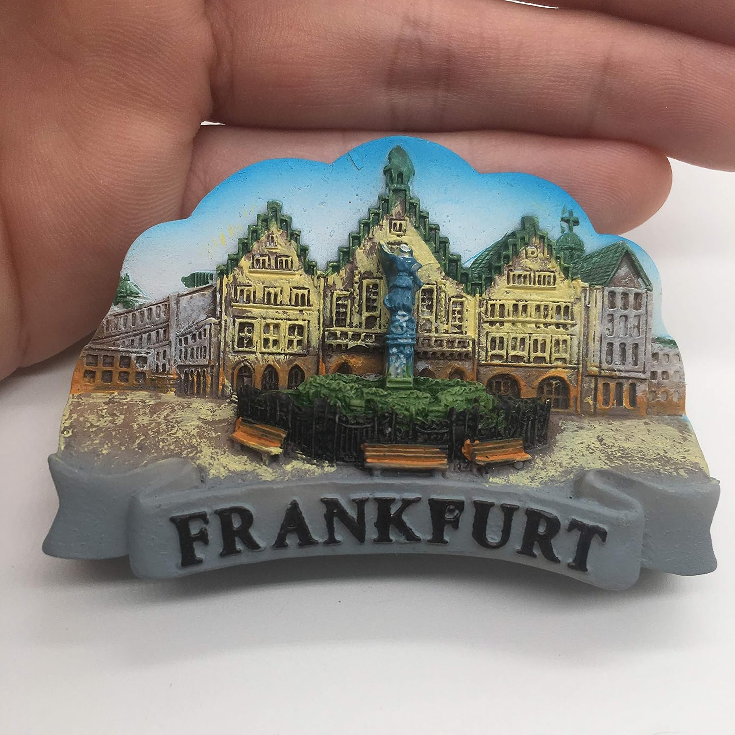 Imán de nevera Frankfurt Alemania Resina 3D Artesanía Artesanía Turística Viaje Ciudad Recuerdo Colección Letra Etiqueta para Refrigerador