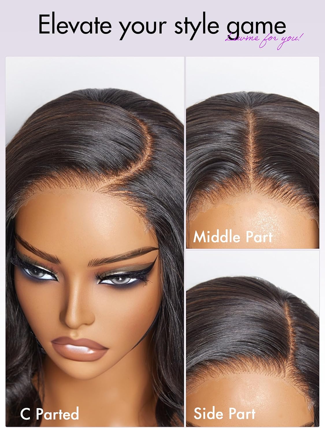 LUVME HAIR Pelucas de cabello humano con encaje frontal de 16 pulgadas, imperceptible 5 x 5 HD, con cierre de encaje HD, nudos blanqueados, sin