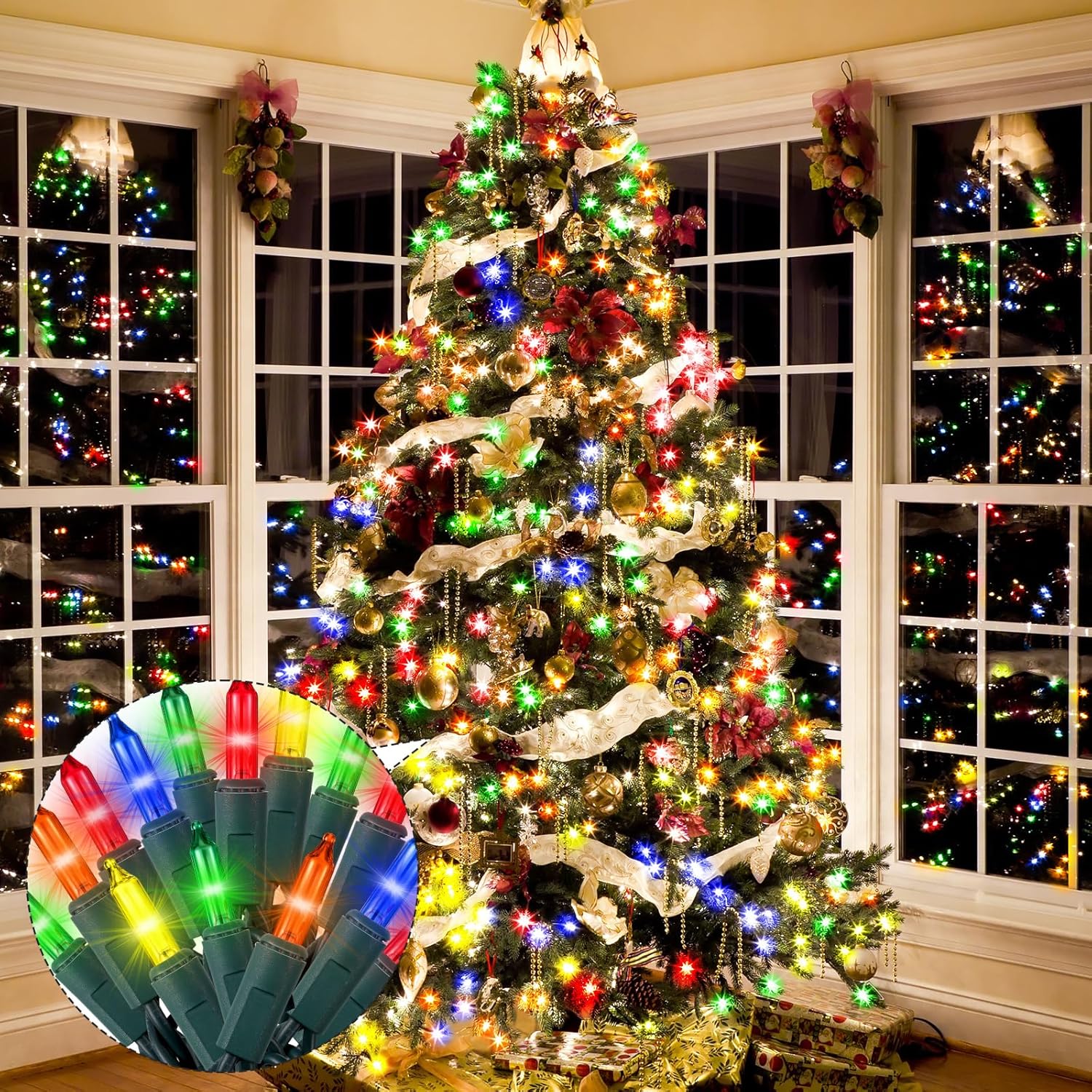 Roowest 1600 mini bombillas de repuesto de 2.5 voltios para árbol de Navidad, iluminación de temporada para decoración al aire libre, 0.17 amperios,