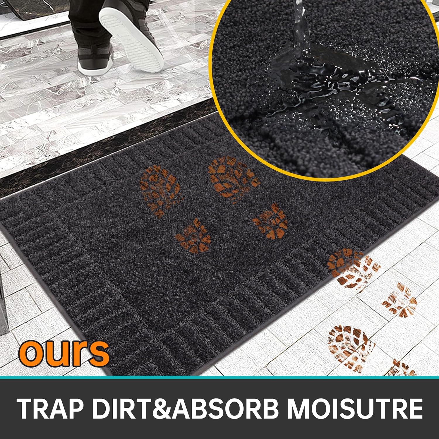 BEQHAUSE Door-Mat – Tapete antideslizante para puertas principales, de perfil bajo, para la entrada de la puerta principal, resistente a la