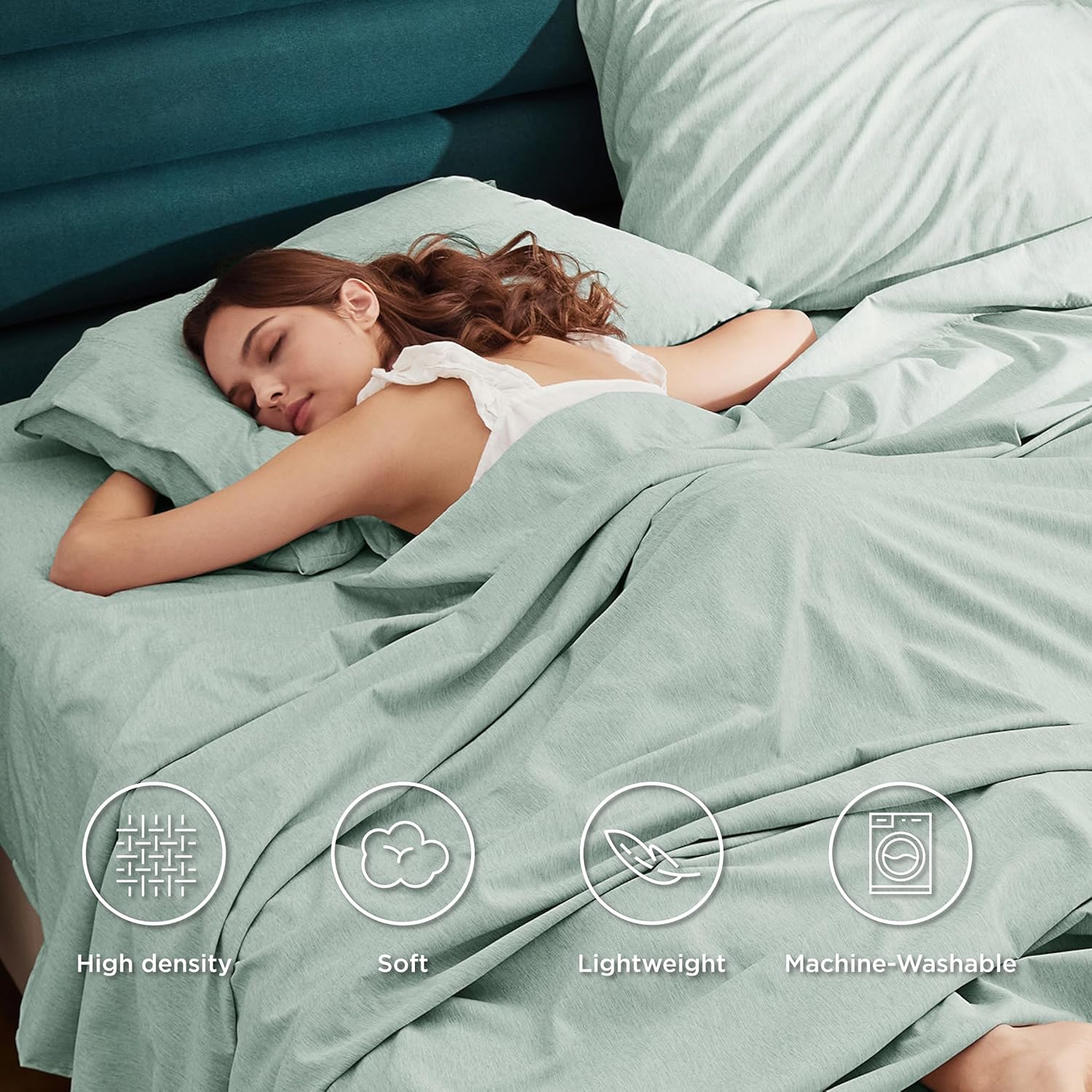 Bedsure Sábanas de tamaño matrimonial, sábanas ultrasuaves de teñido catiónico, se adaptan a colchones de hasta 16 pulgadas de grosor, sábanas