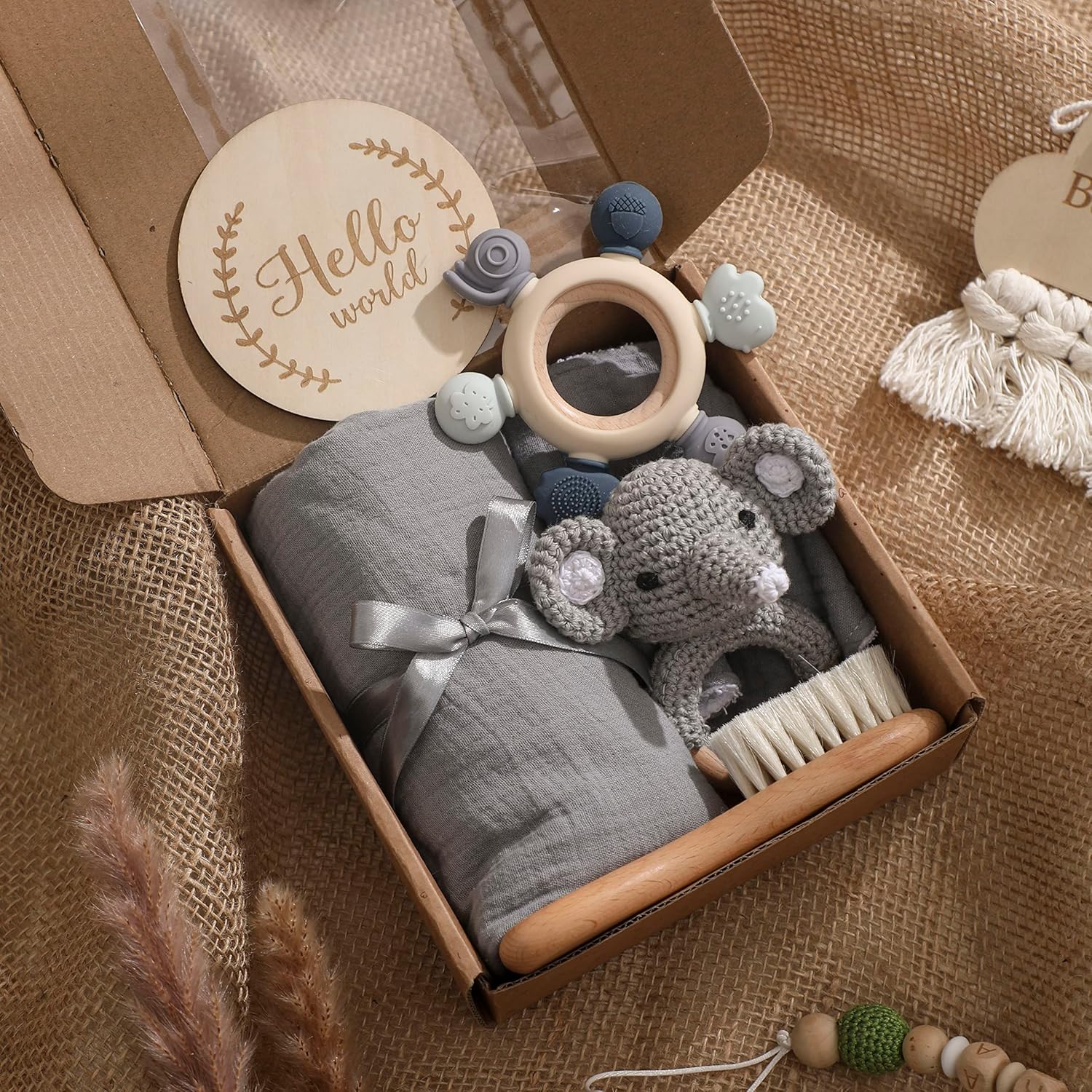 Cestas de regalo para bebé recién nacido, juego de regalos para baby shower, juego de baño para recién nacido con manta de muselina, toalla de baba,