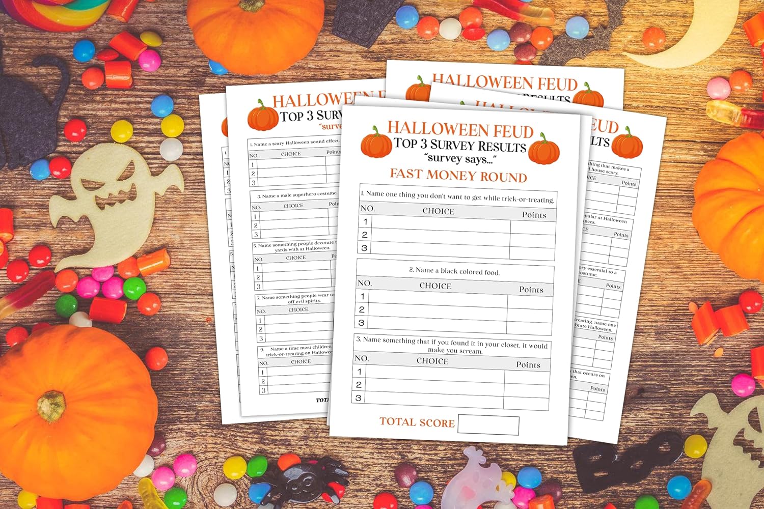 Prueba de peleas amigable para Halloween, juegos amistosos, actividad familiar, juegos familiares para noche de juegos, 30 tarjetas de feudo + 3