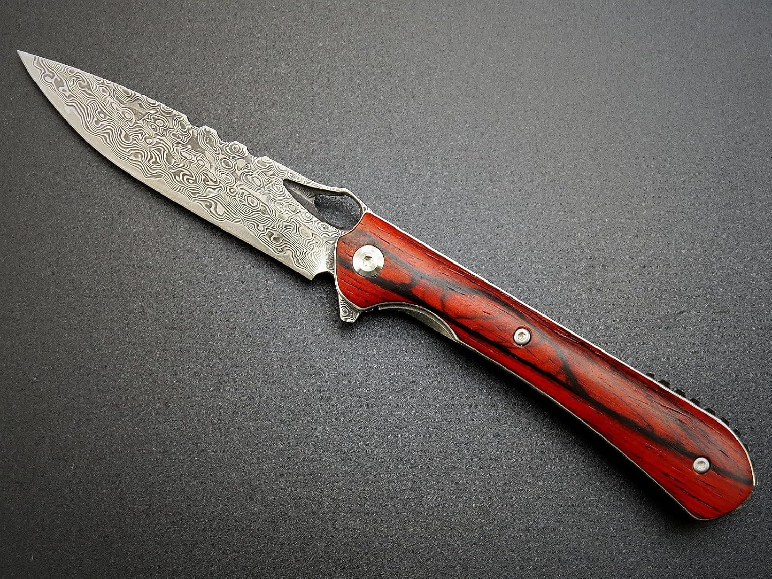 Sitivien ST222 Cuchillo plegable de acero Damasco, hoja de núcleo VG10+mango Dalbergia EDC herramienta cuchillo para exteriores, camping, caza,