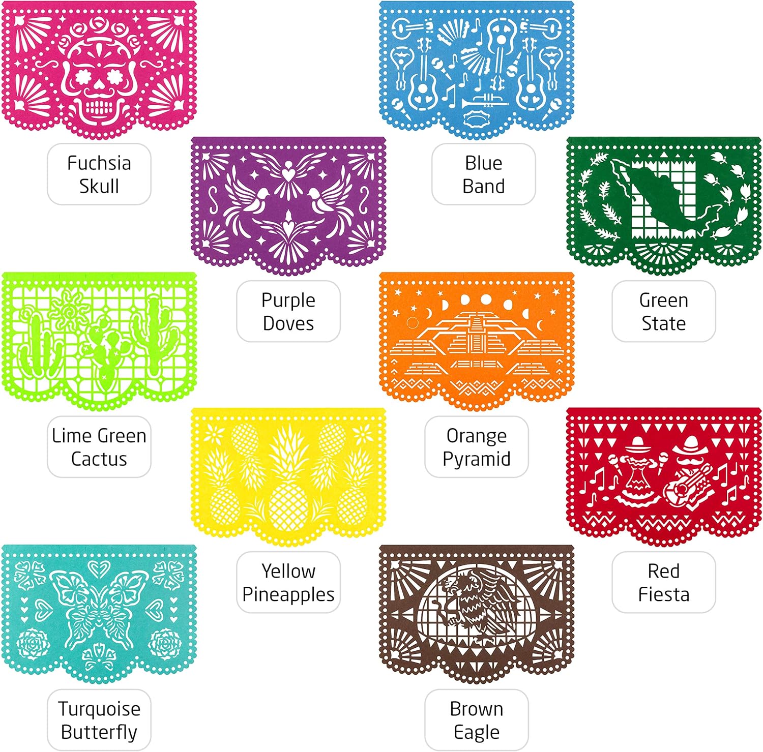 CLOVER CUTS, 50 pancartas de papel picado de fieltro multicolor, decoraciones de fiesta de fiesta, decoraciones de Cinco de Mayo, decoraciones para