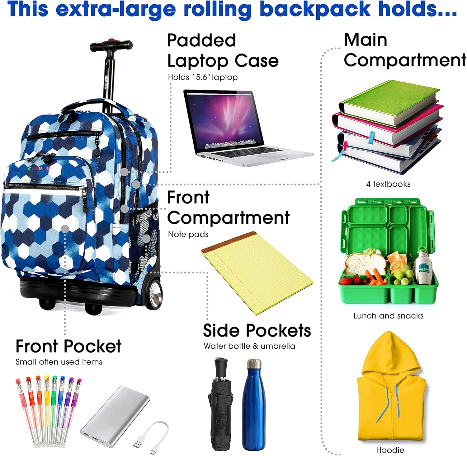 J World New York Sundance – Mochila con ruedas para portátil), RBS-19-MDIA