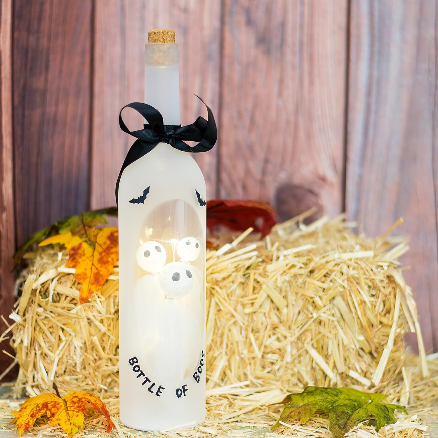Botella de Boos Ghosts Light Up LED de 13 pulgadas Botella de vino de Halloween Figura de mesa