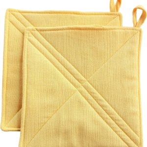 CUSHYSTORE Soporte para ollas de 7.5 pulgadas, almohadillas térmicas para horno estilo cabaña, para cocina, color amarillo liso, 2 paquetes CUSHYSTORE Soporte para ollas de 7.5 pulgadas, almohadillas térmicas para horno estilo cabaña, para cocina, color amarillo liso, 2 paquetes