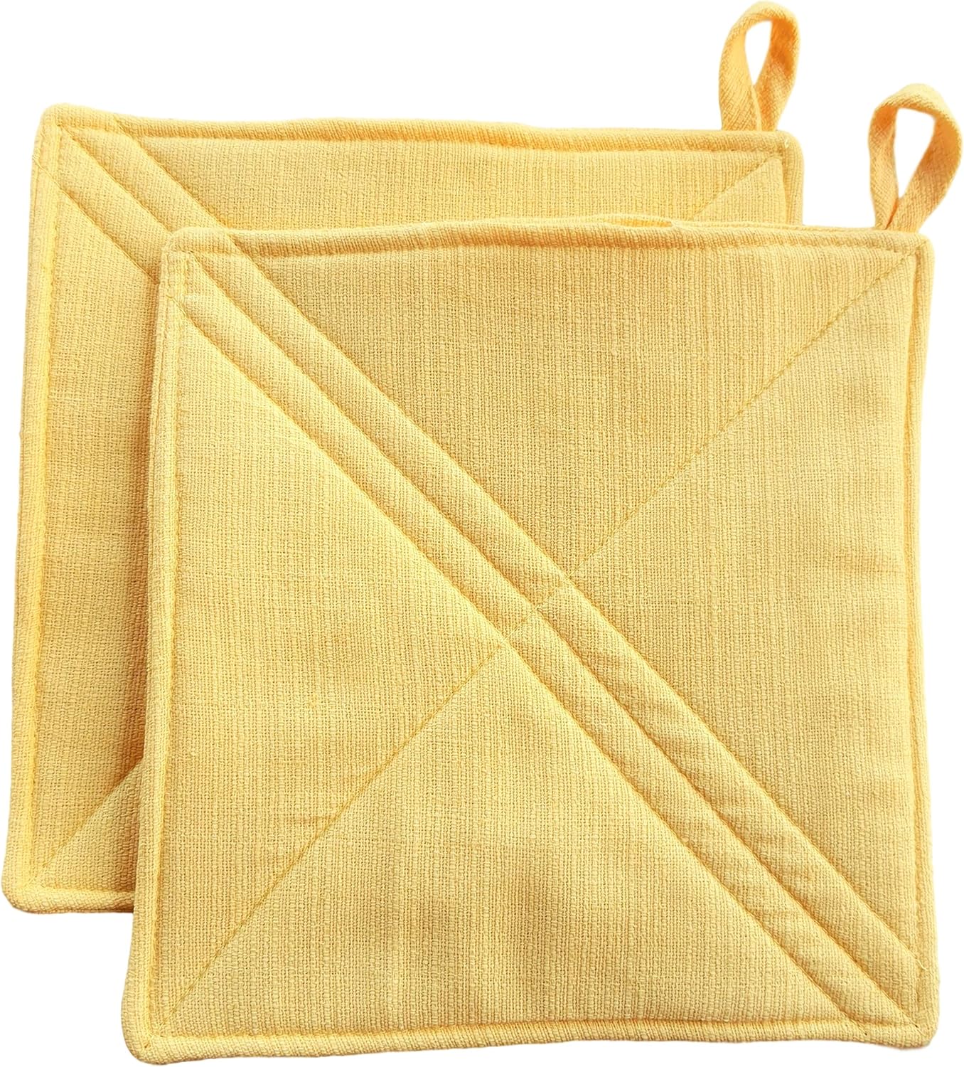 CUSHYSTORE Soporte para ollas de 7.5 pulgadas, almohadillas térmicas para horno estilo cabaña, para cocina, color amarillo liso, 2 paquetes