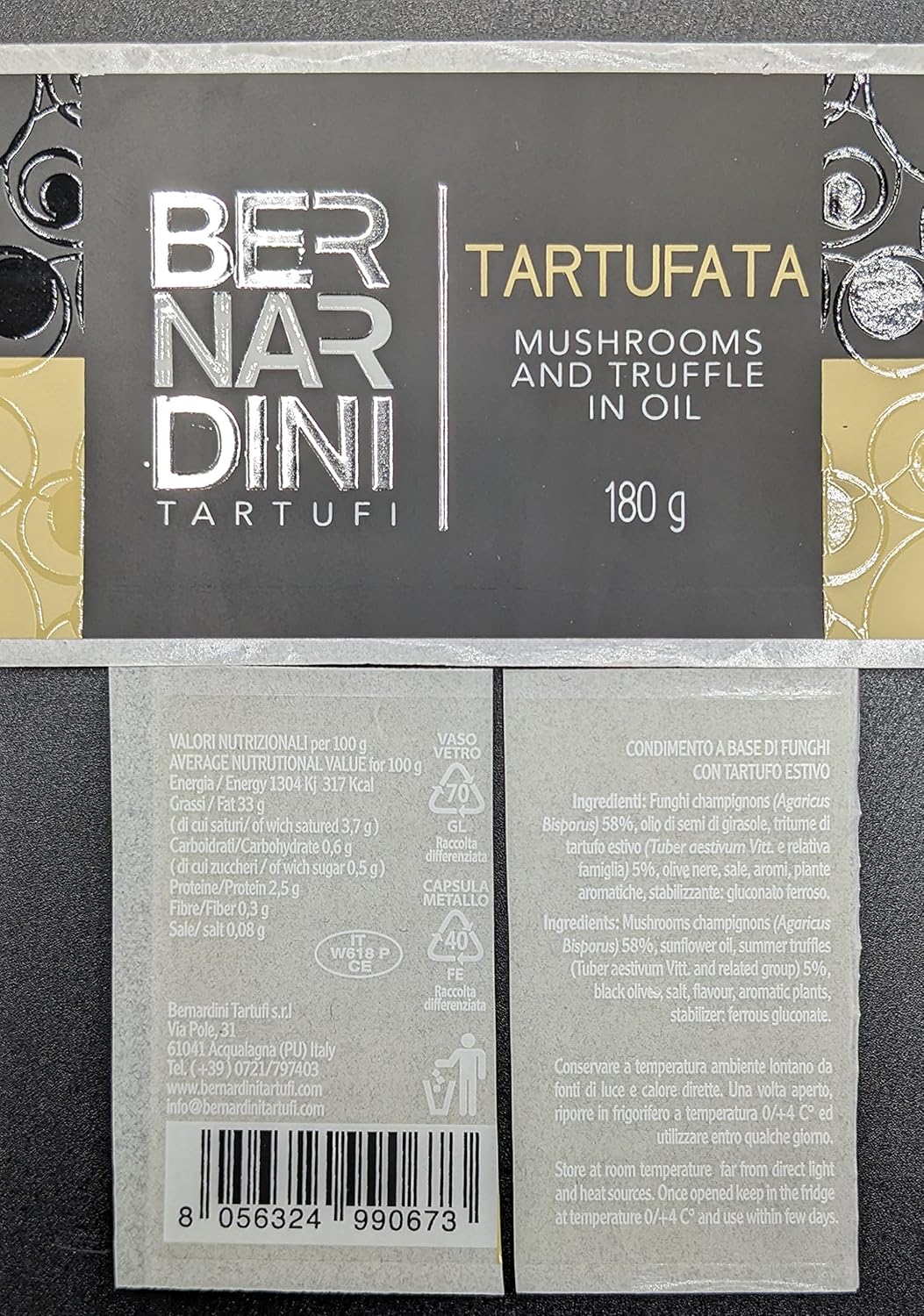 BERNARDINI TARTUFI Tartufata Champiñones Trufas y Aceitunas 6.5oz