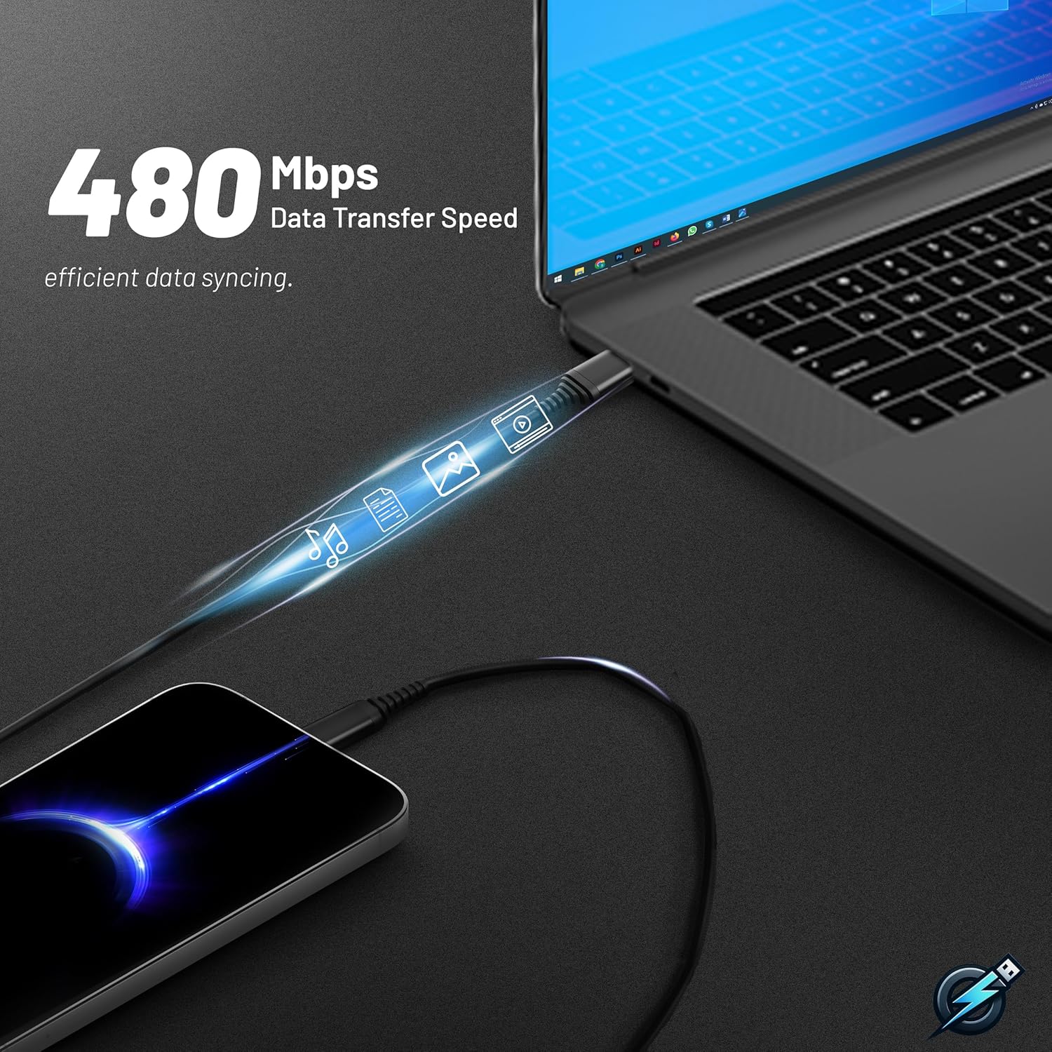 Cable USB C 5 unidades 3.1A QC 3.0 60W de carga rápida USB tipo C a A (336610 pies) cables trenzados de nailon compatibles con iPhone 15, MacBook