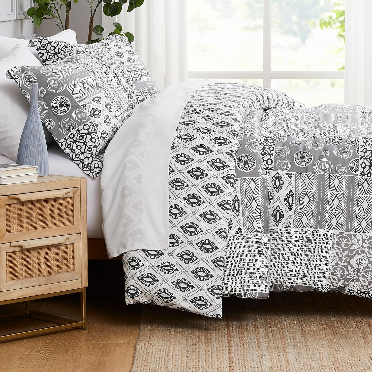 Southshore Fine Living, Inc. Global Patch Collection – Funda alternativa al plumón para todas las estaciones, juego de edredón de 3 piezas de gran