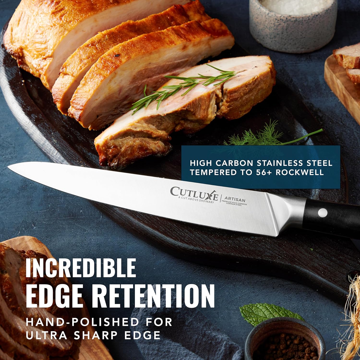 Cutluxe Juego de cuchillos de trinchar  Tenedor y cuchillo de trinchar para carne, barbacoa, pechuga, pavo  Acero alemán de alta calidad afilado