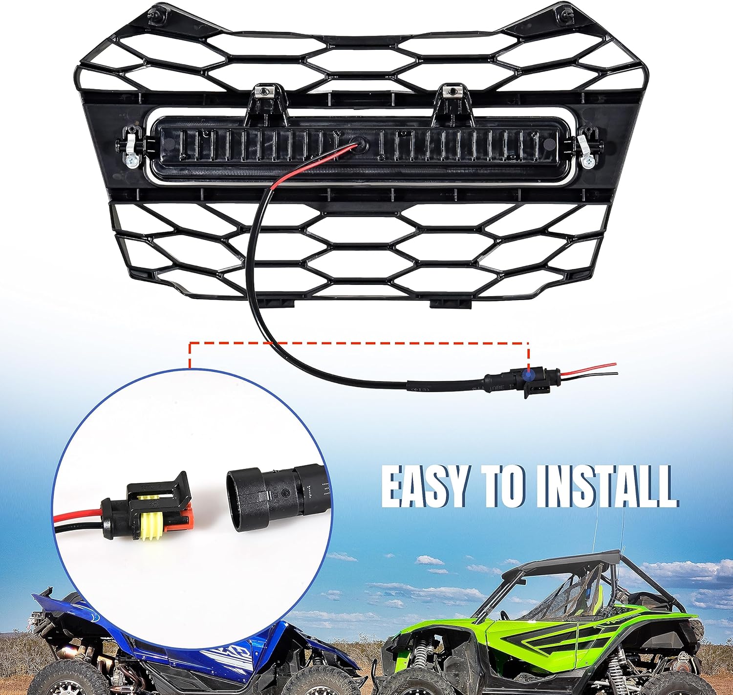 Parrilla delantera con luces LED para Talon 1000 19-24, protector de malla frontal UTV con barra de luces LED blanca ajustable para Honda Talon