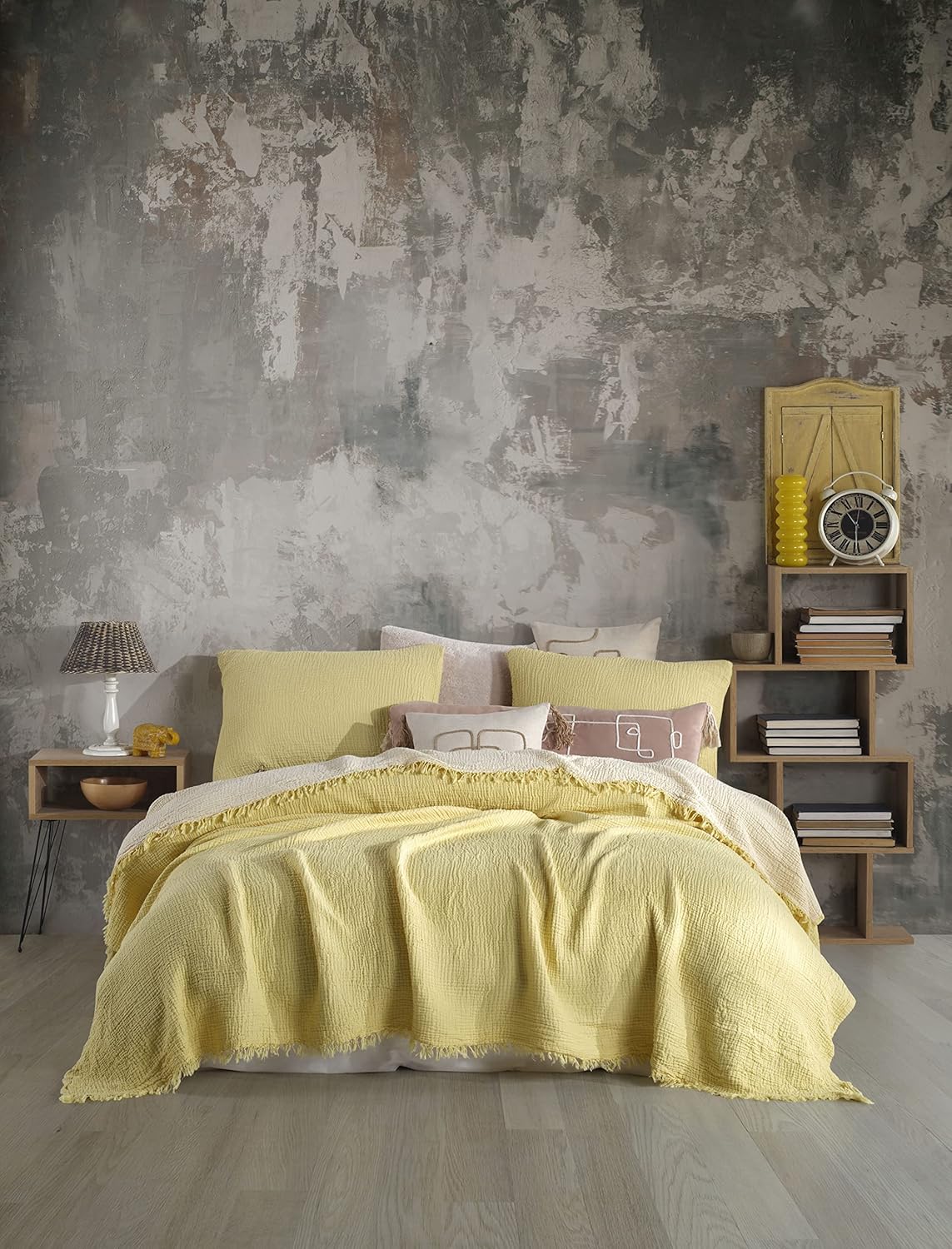 Funda de cama rústica de gasa suave de 4 capas de algodón puro, colcha suave, manta de muselina, manta ligera, de gran tamaño, tamaño King, tamaño