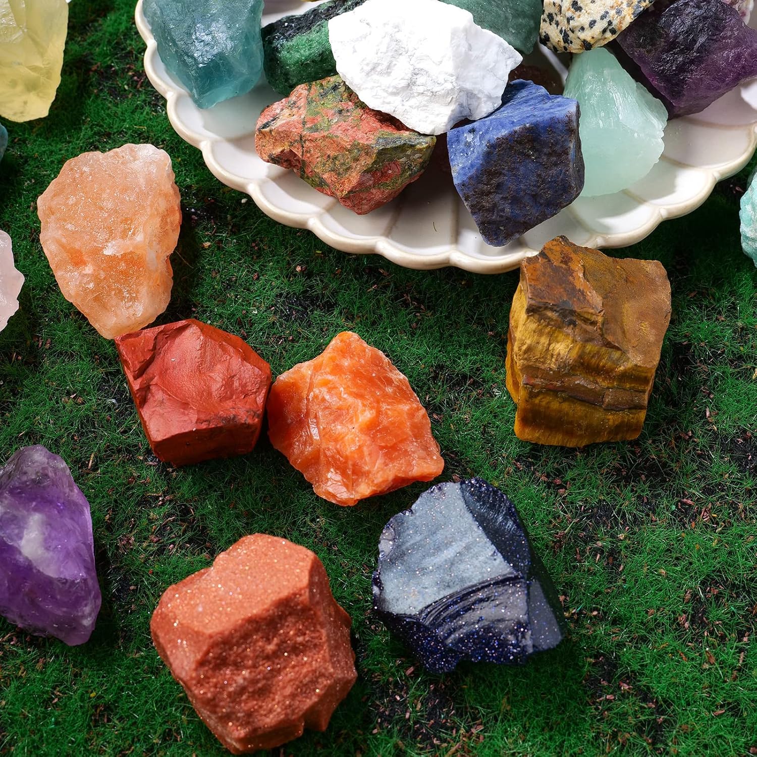 Apengshi Cristal natural de howlita cruda de piedra cruda de 1 libra, sanación a granel, reparación de reiki, meditación de roca, equilibrio de