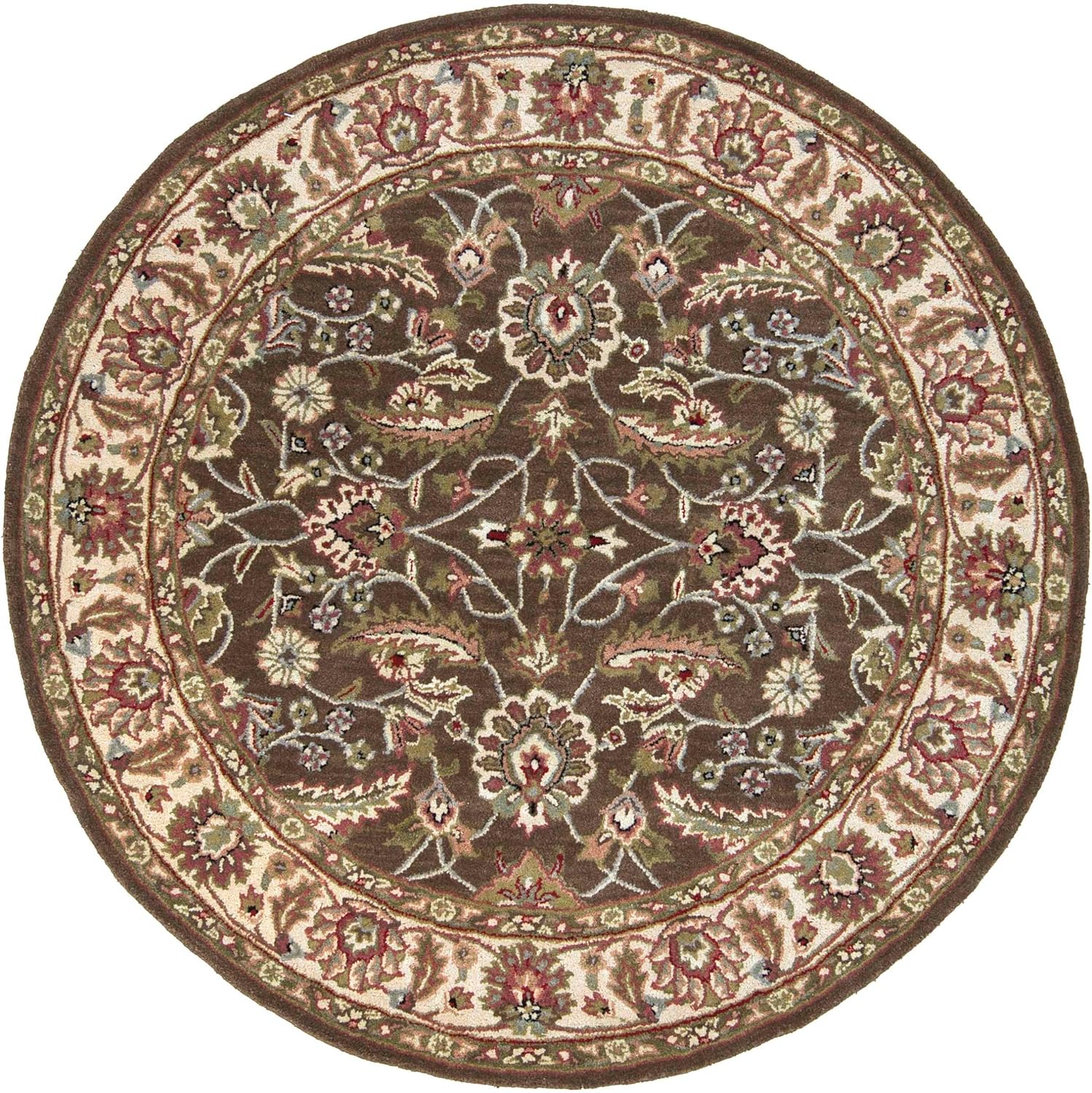 Mark&Day – Alfombra redonda de lana cochrane de 6 pies, color marrón oscuro, alfombra marrón verde y roja para sala de estar, dormitorio o cocina (6