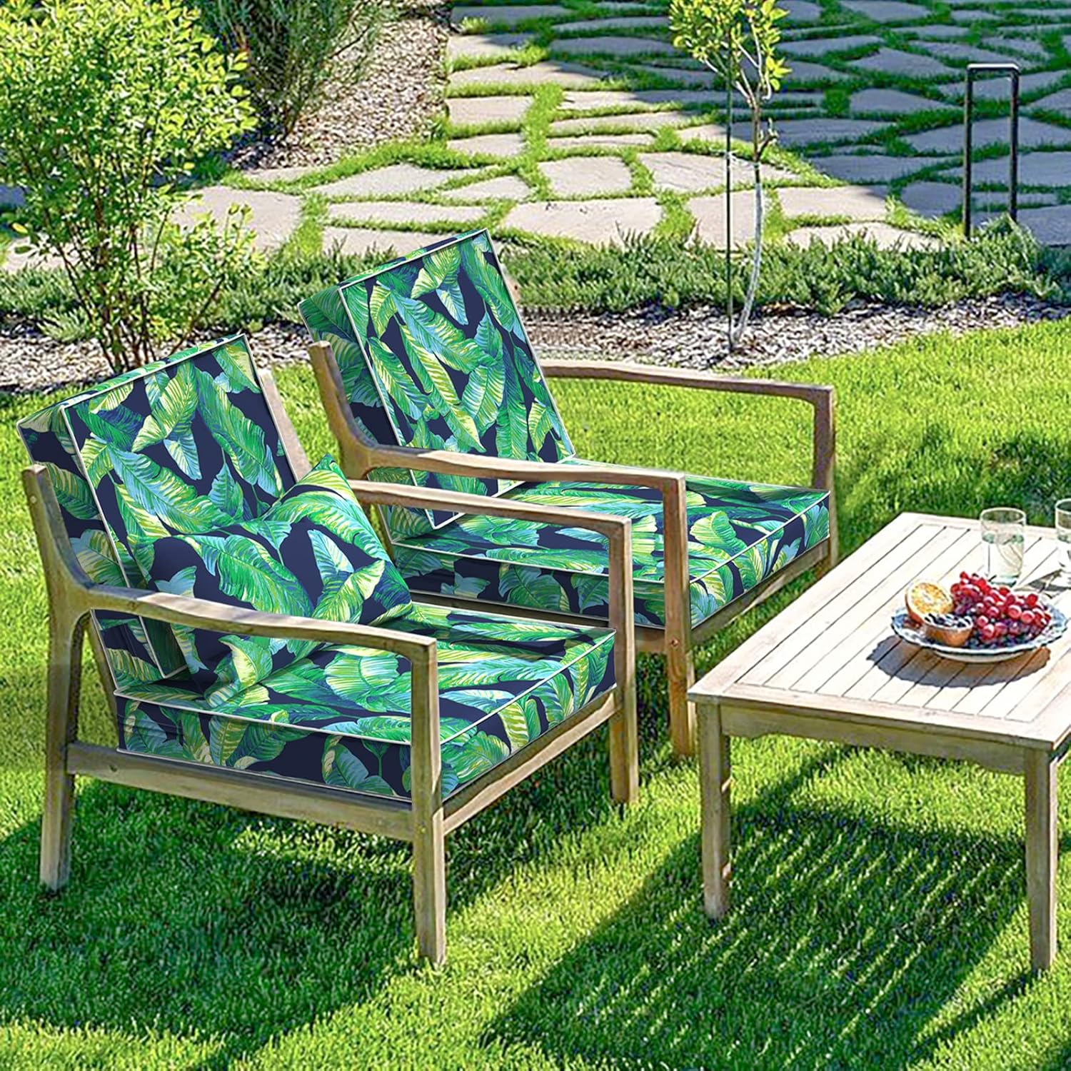 TWLEAR Fundas de cojín de repuesto para muebles de patio, fundas de cojín de patio, resistentes al agua, 24 x 22 x 4 pulgadas, paquete de 4, laguna