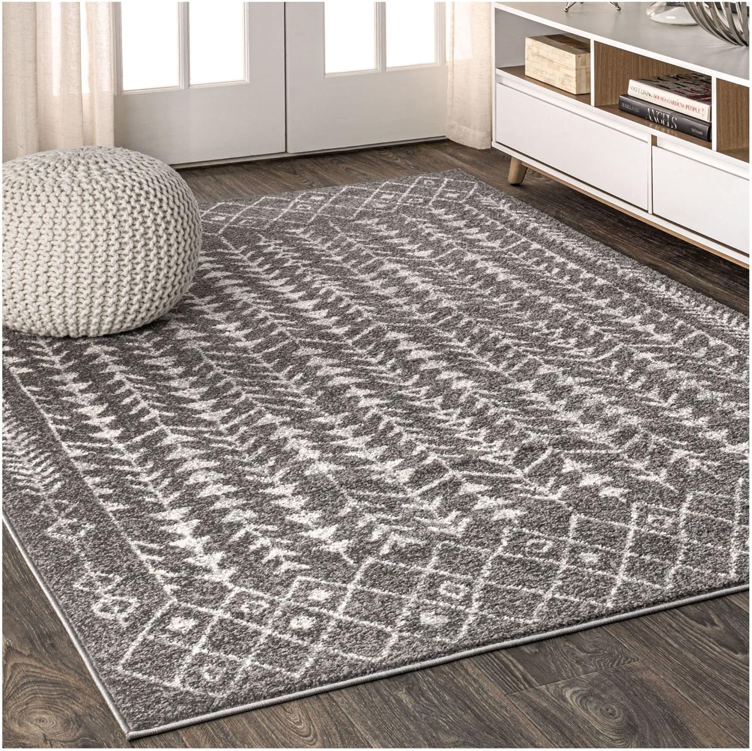 JONATHAN Y MOH210B-3 Ziri – Alfombra marroquí geométrica para interiores, estilo granja, bohemio, minimalista, fácil de limpiar, para dormitorio,