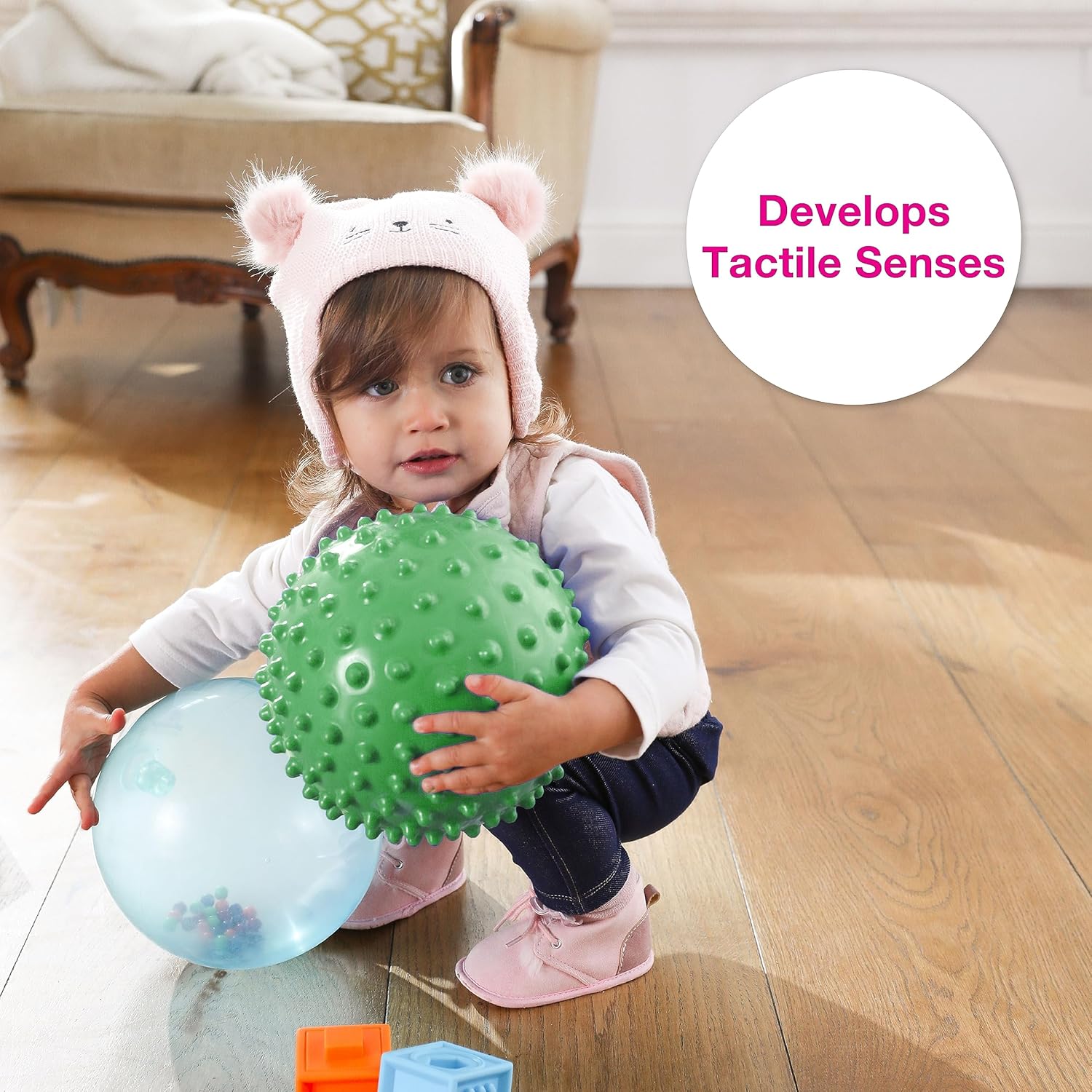 Edushape The Original Sensory Ball for Baby – 7″ Baby Ball That Helps Enhance Gross Motor Skills for Kids Aged 6 Months & Up – Vibrant, Colorful and