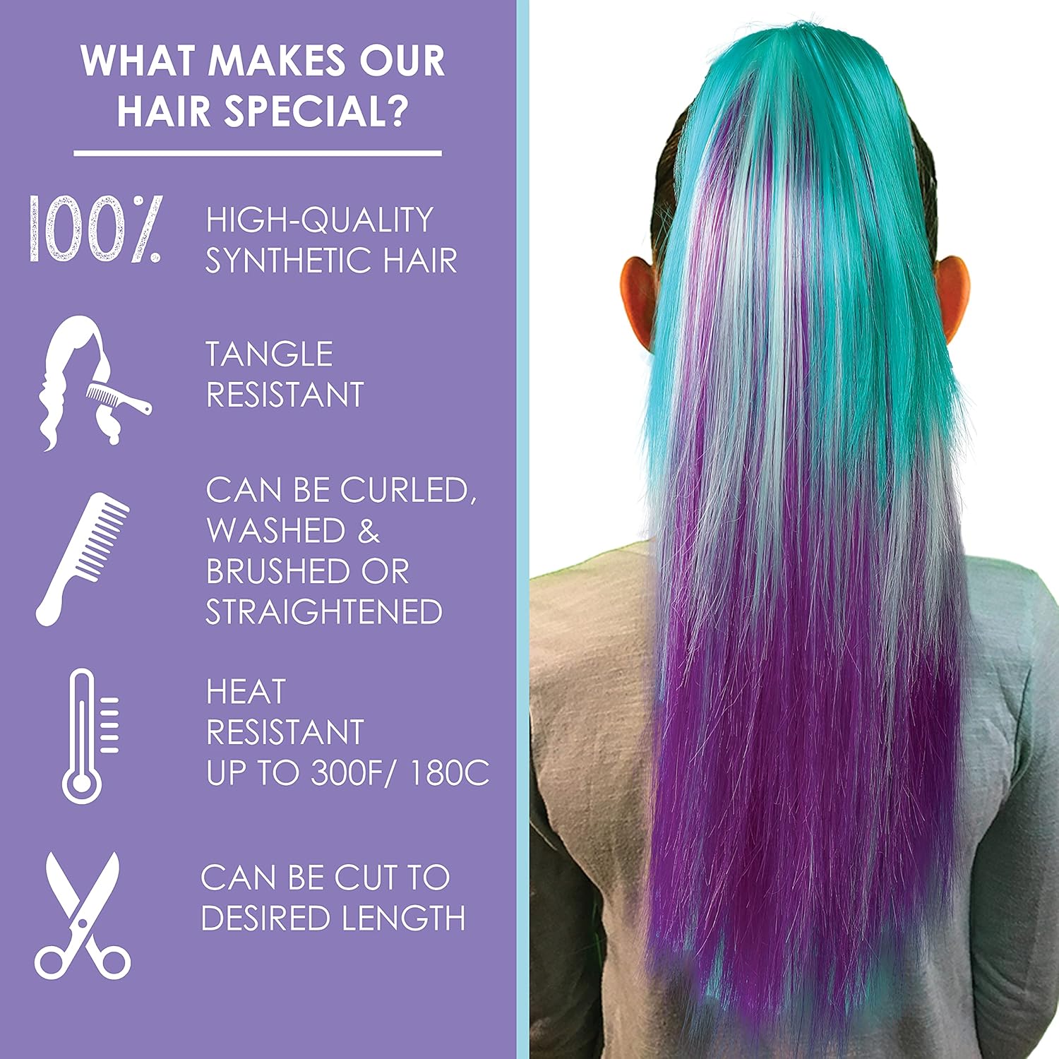 Extensiones de cabello de cola de caballo de fibra sintética de lujo, resistentes al calor y a los enredos, extensiones de cabello de colores para