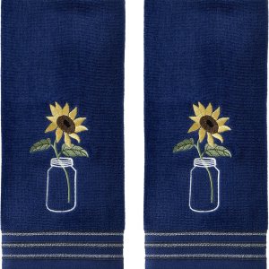 SKL Home by Saturday Knight Ltd. – Toalla de mano con girasol en tarro (paquete de 2), color azul SKL Home by Saturday Knight Ltd. – Toalla de mano con girasol en tarro (paquete de 2), color azul