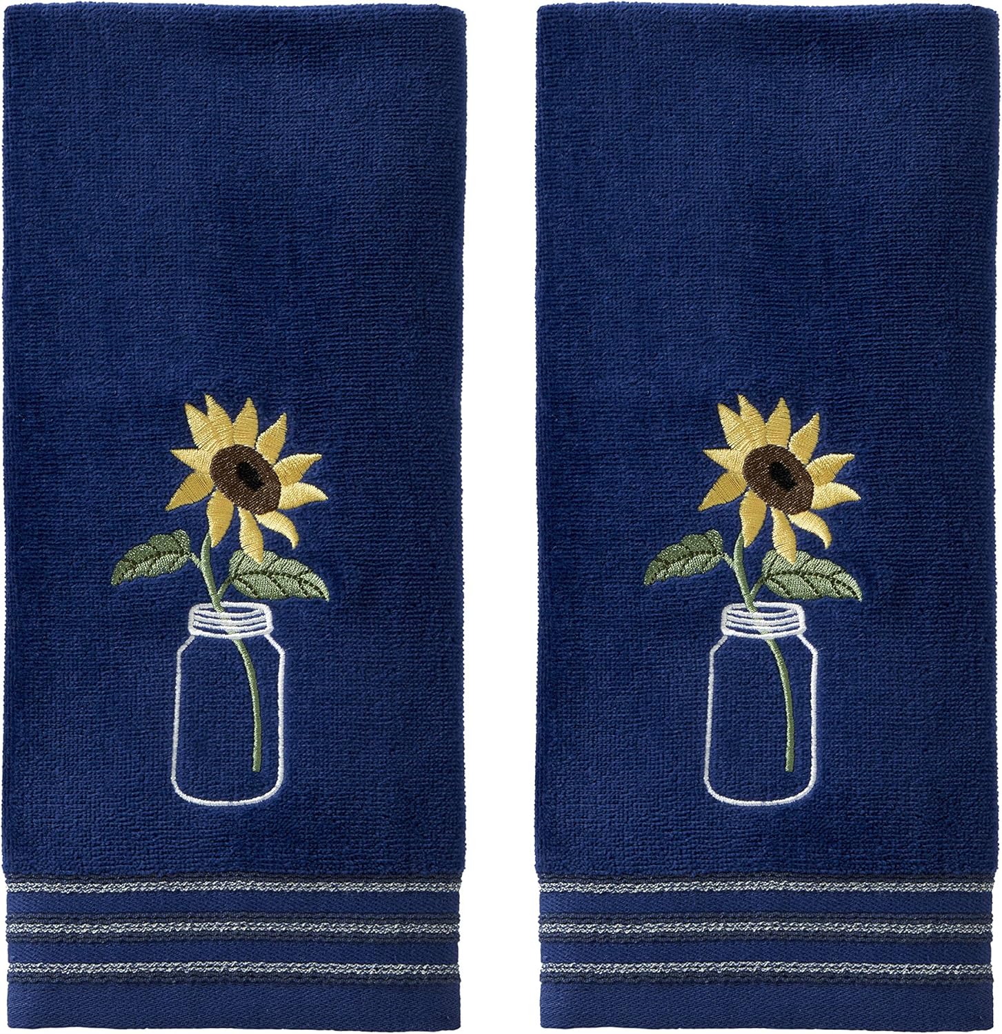 SKL Home by Saturday Knight Ltd. – Toalla de mano con girasol en tarro (paquete de 2), color azul