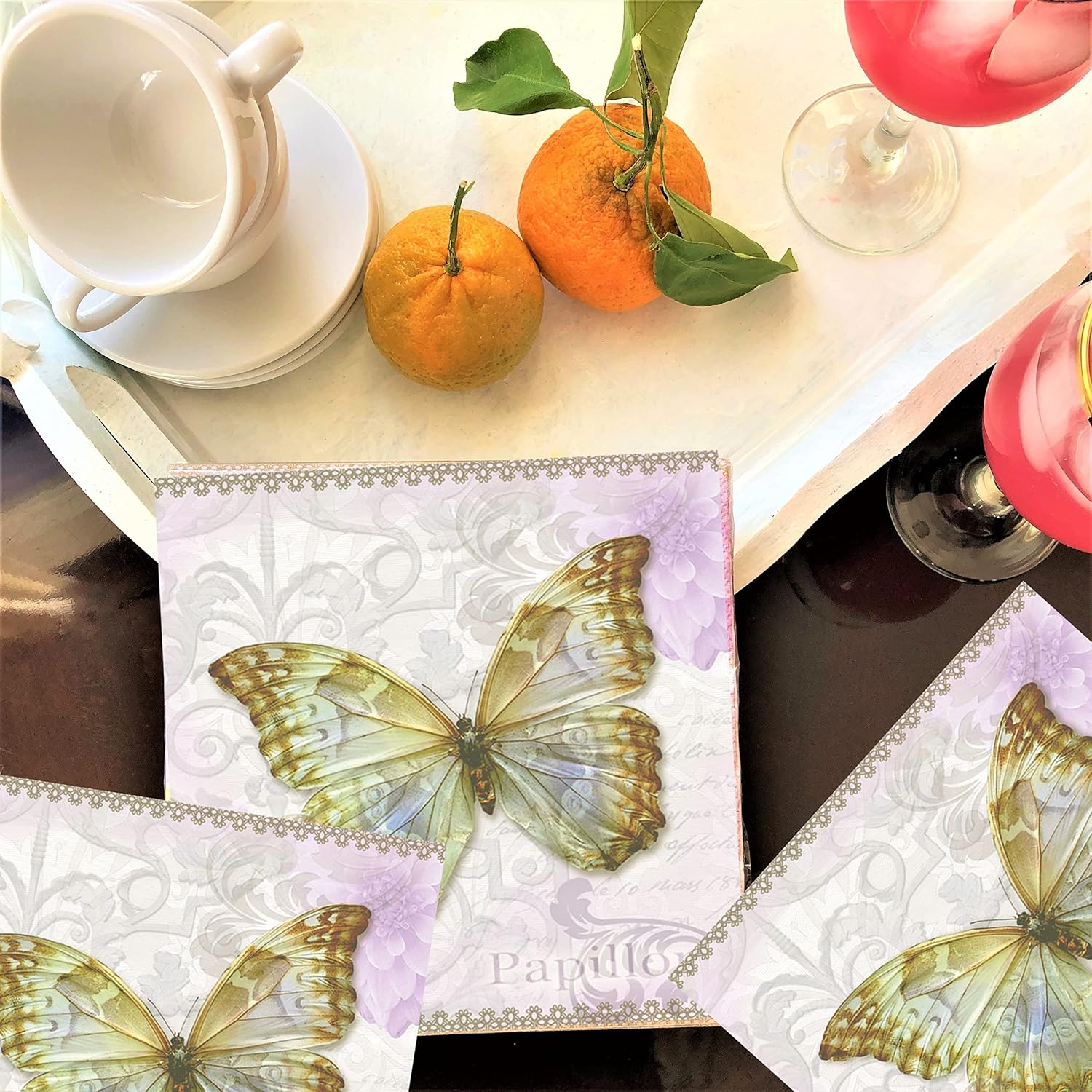 Servilletas de San Valentín de 13 x 13 pulgadas, servilletas de mariposa para decoupage para el día de la madre, hermosas servilletas de papel,