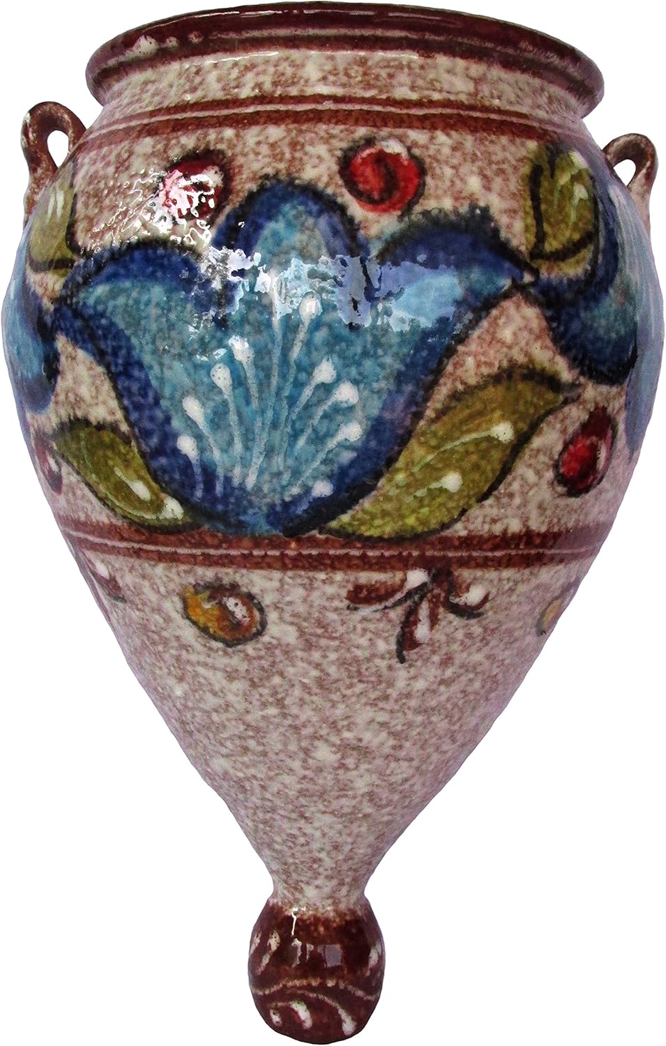Cactus Canyon Ceramics Maceta de pared orza española pintada a mano, diseño marrón