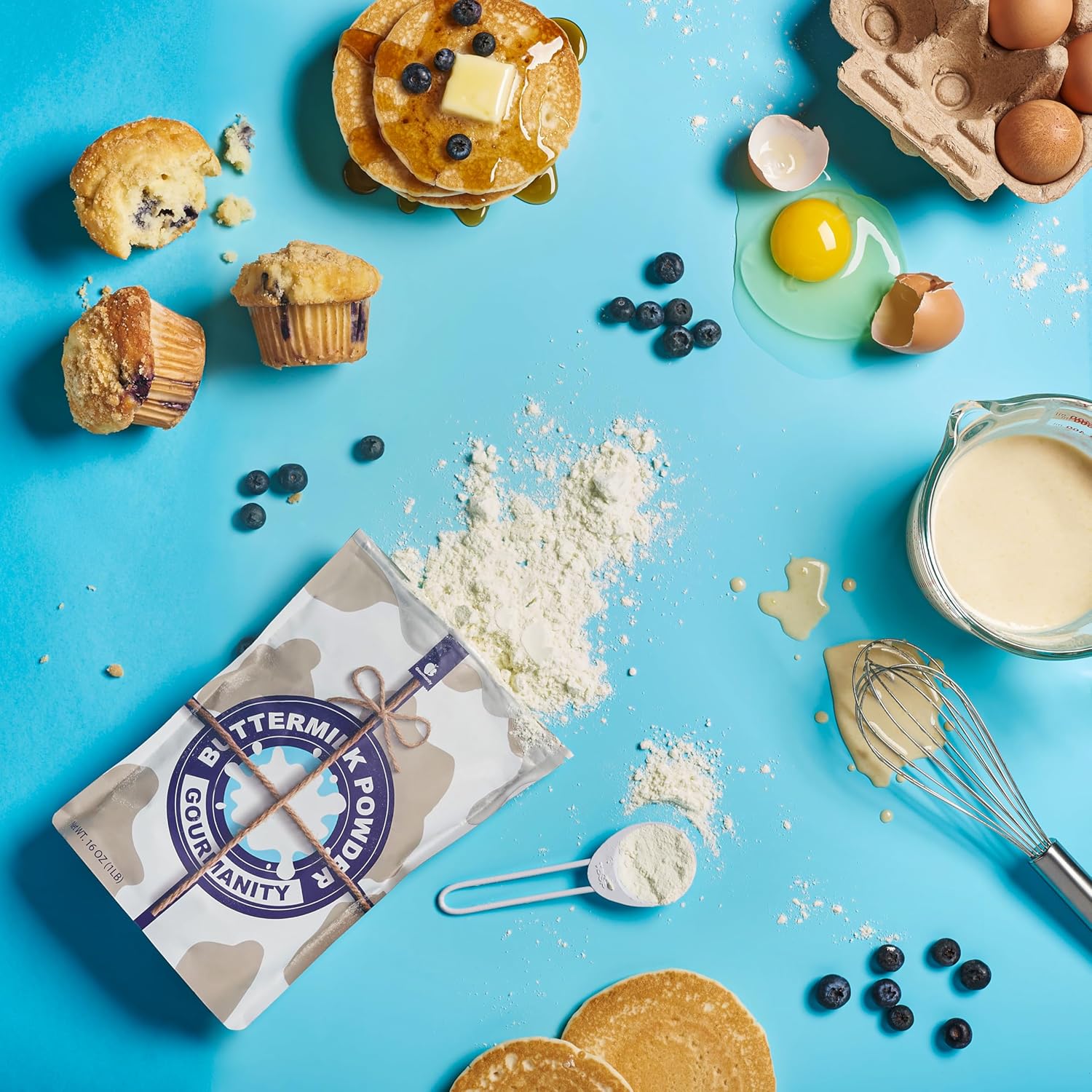 Gourmanity Suero de leche en polvo de 16 onzas, suero de leche en polvo seco para hornear, leche en polvo de suero de leche para galletas, panes,