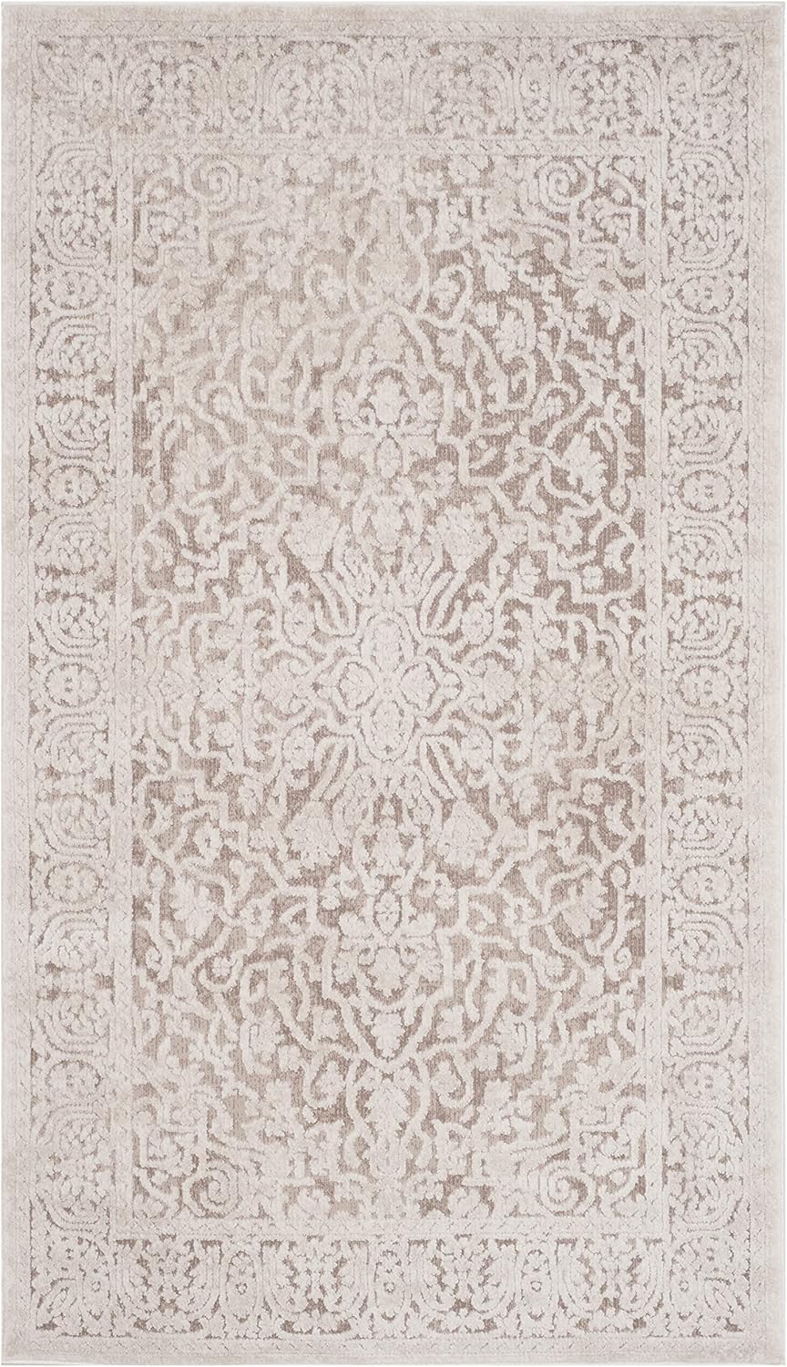 SAFAVIEH Reflection Collection – Alfombra decorativa, 2 pies 3 pulgadas x 3 pies, beige y crema, diseño vintage envejecido, no desprende pelusa y de