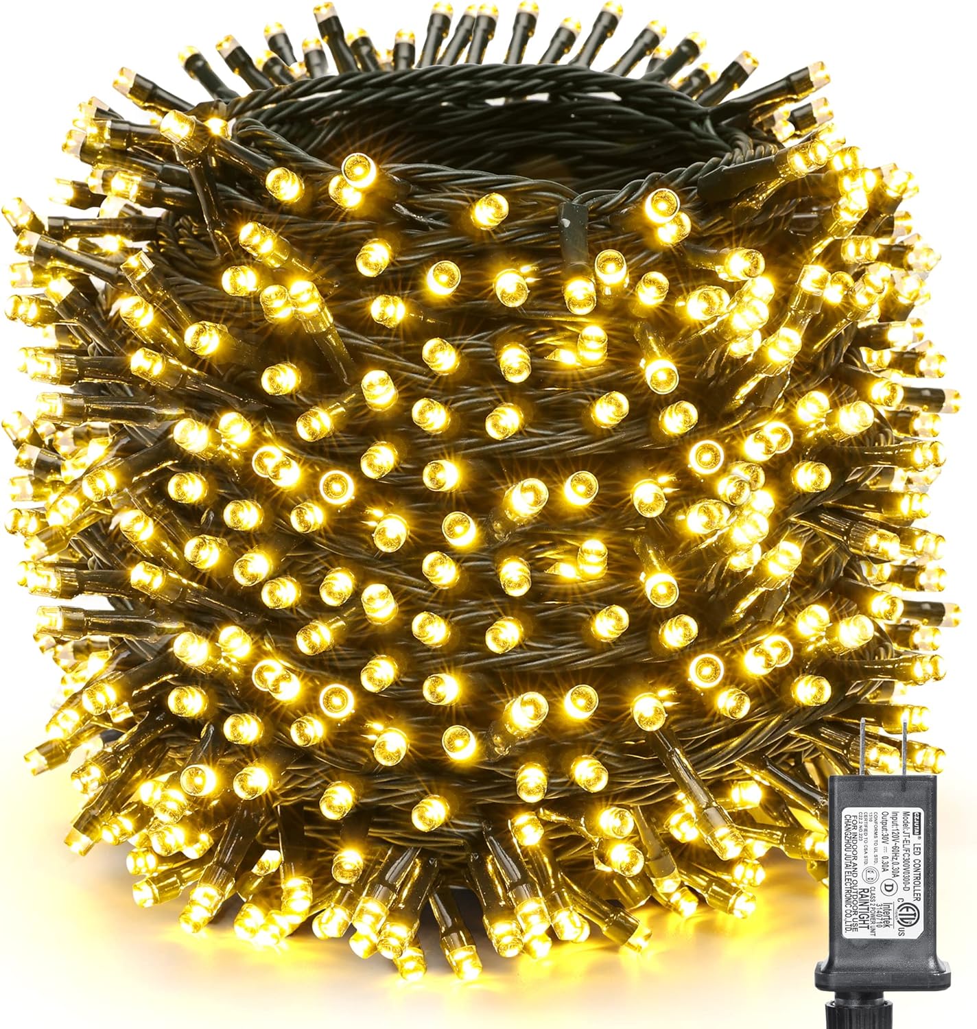 Toodour Luces de Navidad para exteriores, 338 pies, 1000 luces LED de Navidad, 8 modos, temporizador, luces parpadeantes de Navidad impermeables