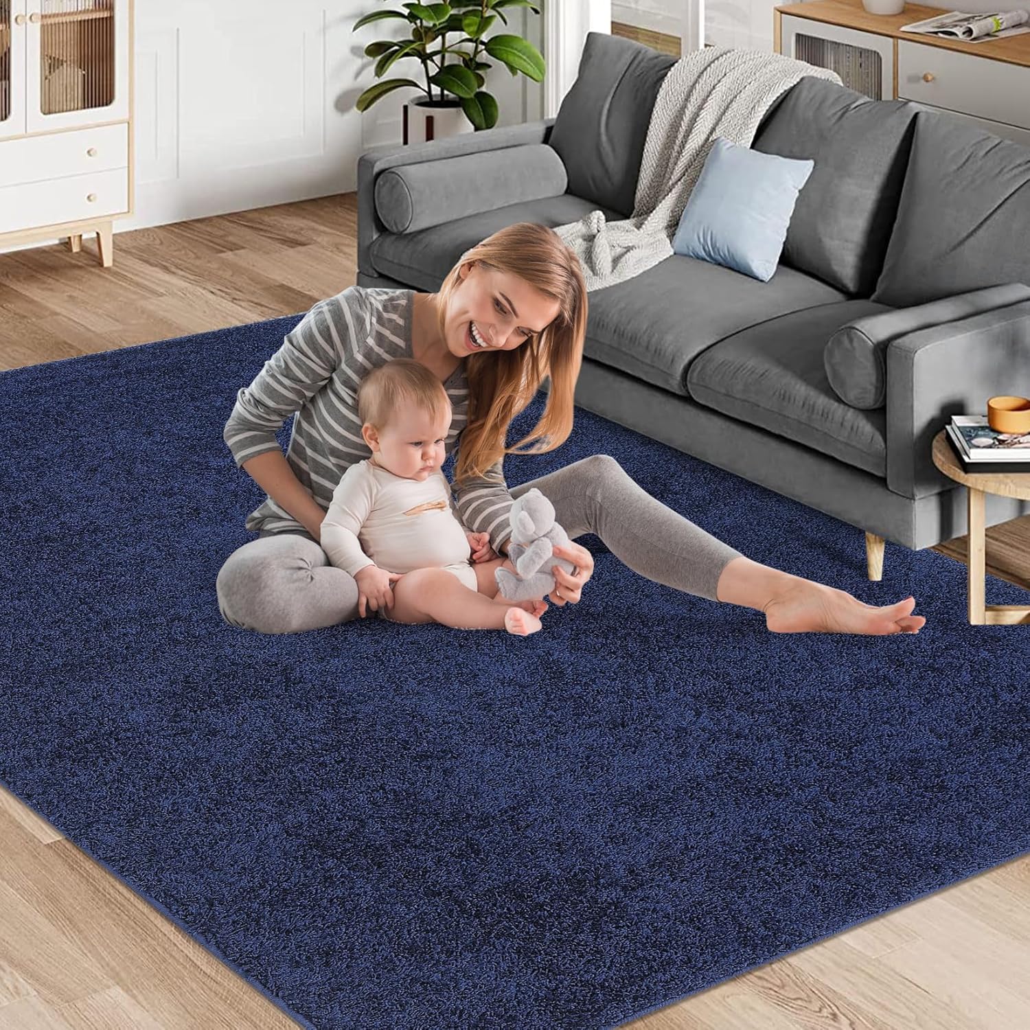 GlowSol Area Rugs – Alfombras lisas de 5 x 8 pies, alfombra gruesa de felpa mullida, alfombra de área de pelo bajo, no desprende pelusa, alfombra