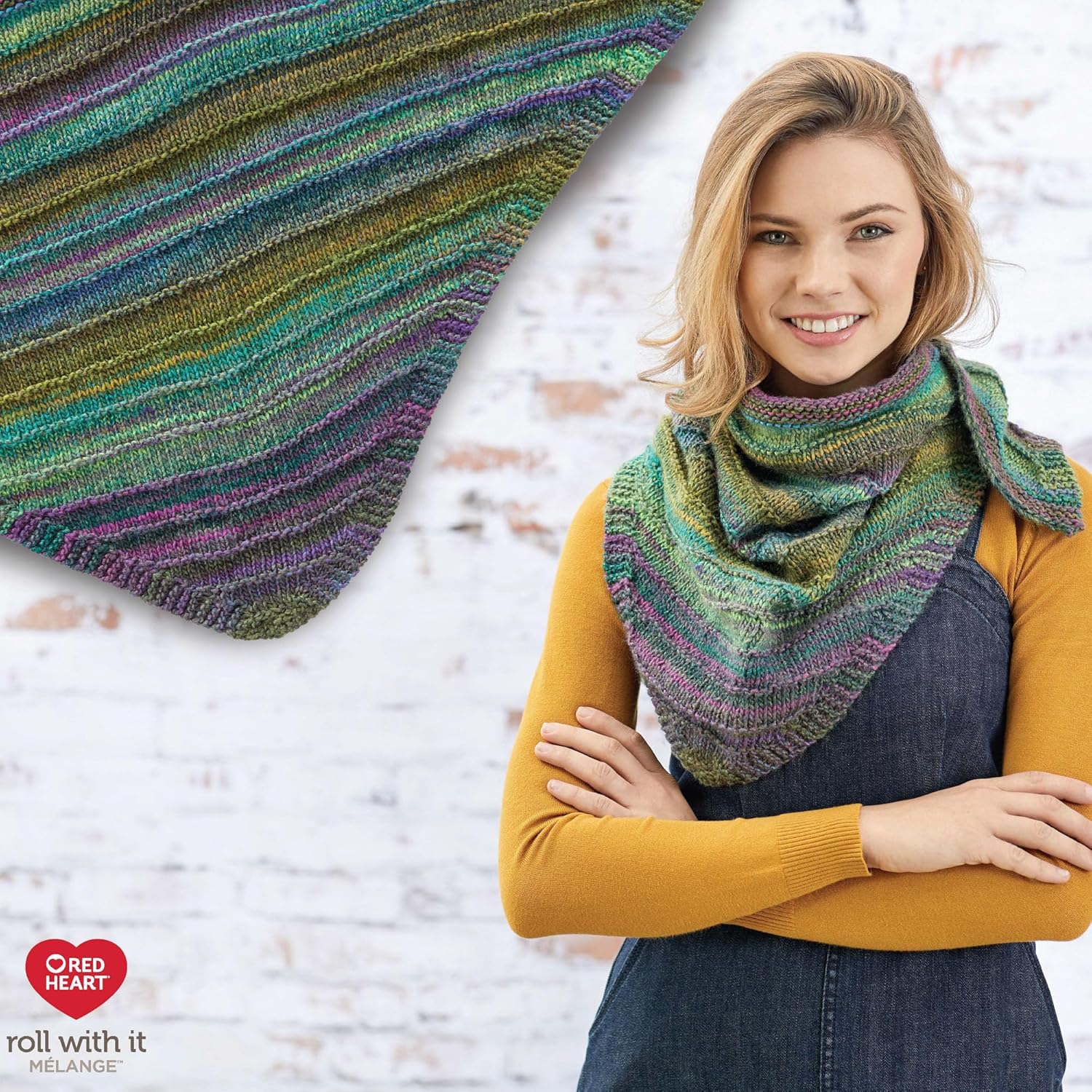 Red Heart Roll with It Melange – Hilo de autógrafo de mezcla  Paquete de 3 unidades de 5.29 oz5.3 onzas  Acrílico  4 medianos (peinado)  389 yardas