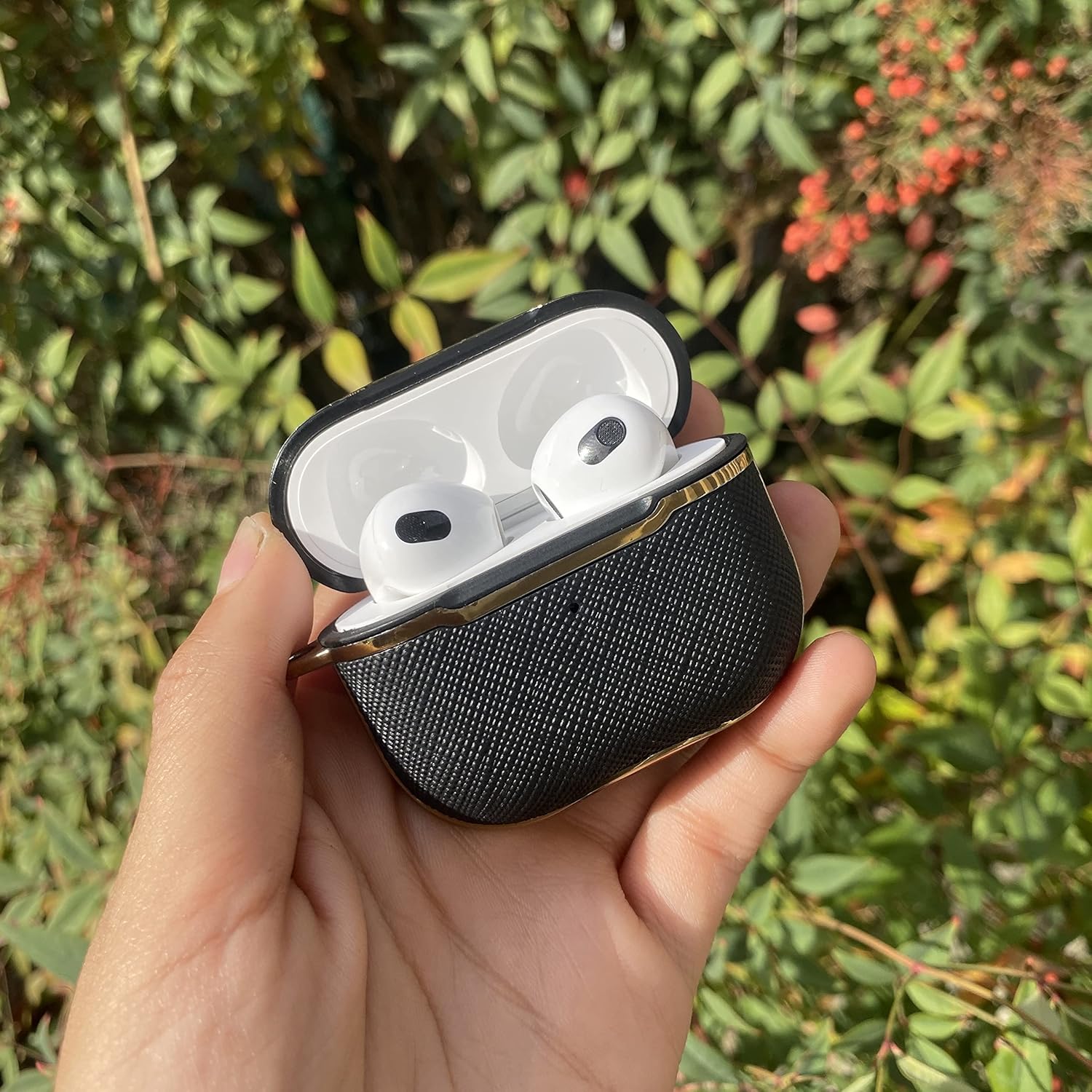 KIQ Funda de lona para AirPods de 3 generación, funda protectora texturizada con llavero para mujeres, hombres y niños, funda para Apple AirPods de