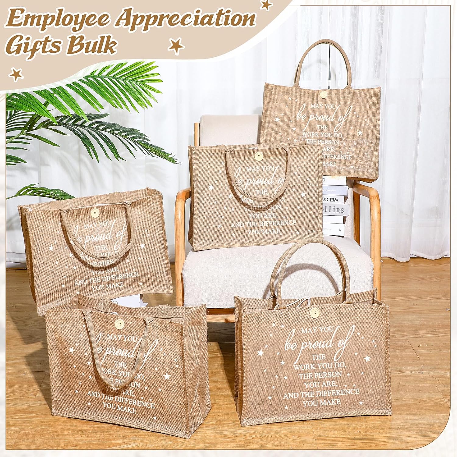 Regalo de agradecimiento para profesores para mujeres, enfermera, oficina, compañera de trabajo, regalo inspirador de yute de arpillera, bolsa de