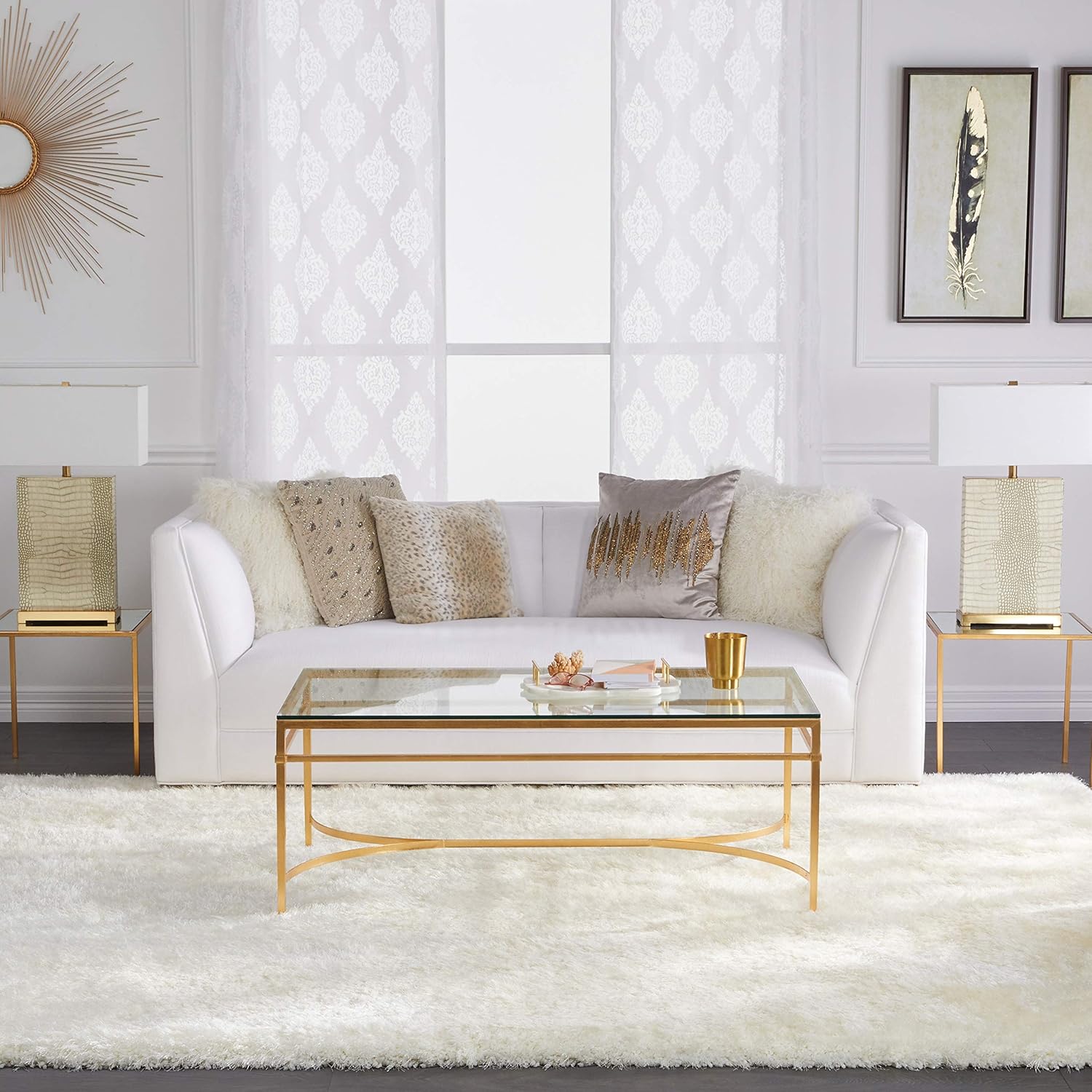 SAFAVIEH Luxe Shag Collection – Alfombra de área, 8 x 10 pies, marfil, glamour hecho a mano, 3.2 pulgadas de grosor, ideal para zonas de alto