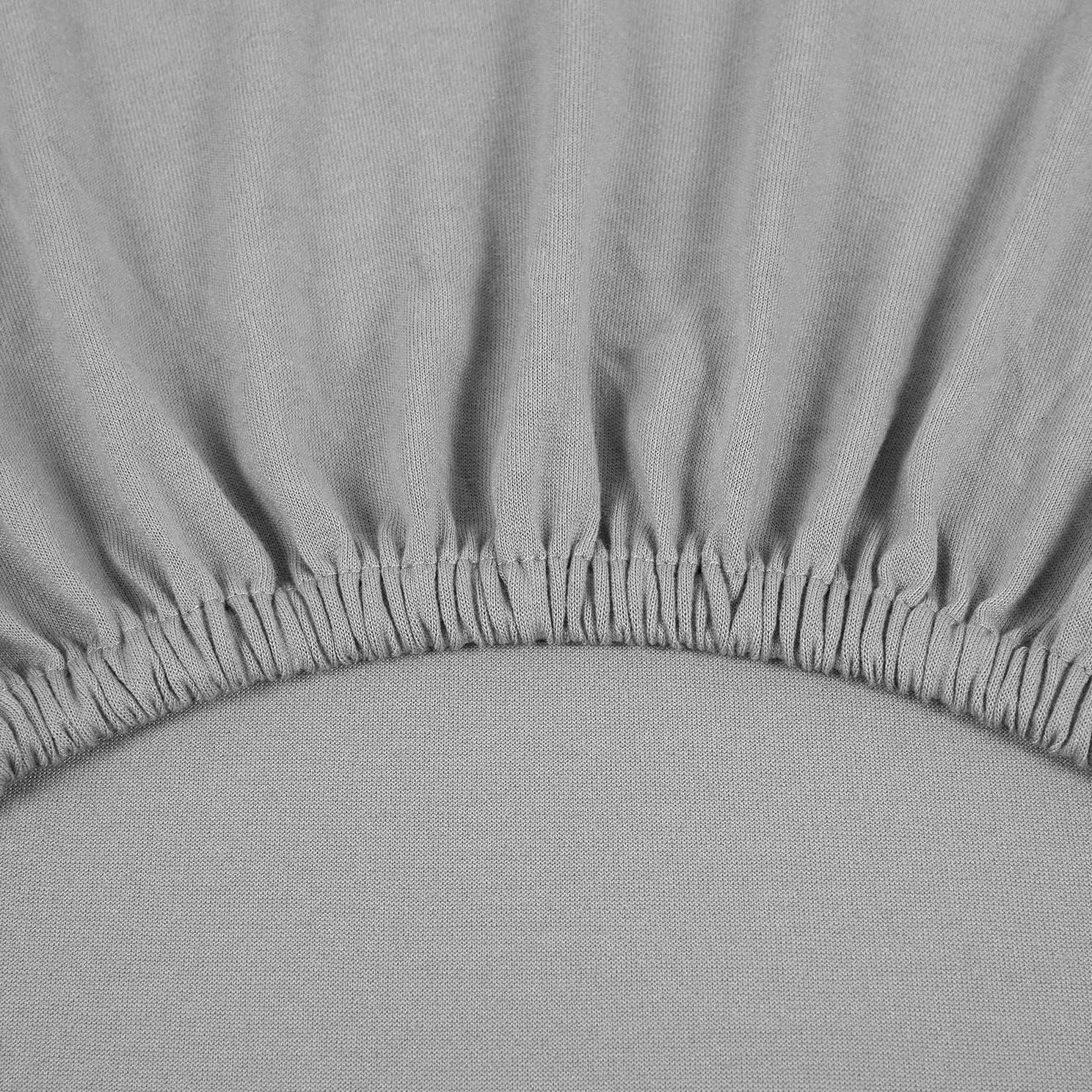 American Baby Company Sábana bajera ajustable de punto de jersey de algodón orgánico 100% natural, color gris, suave y transpirable, para niños y
