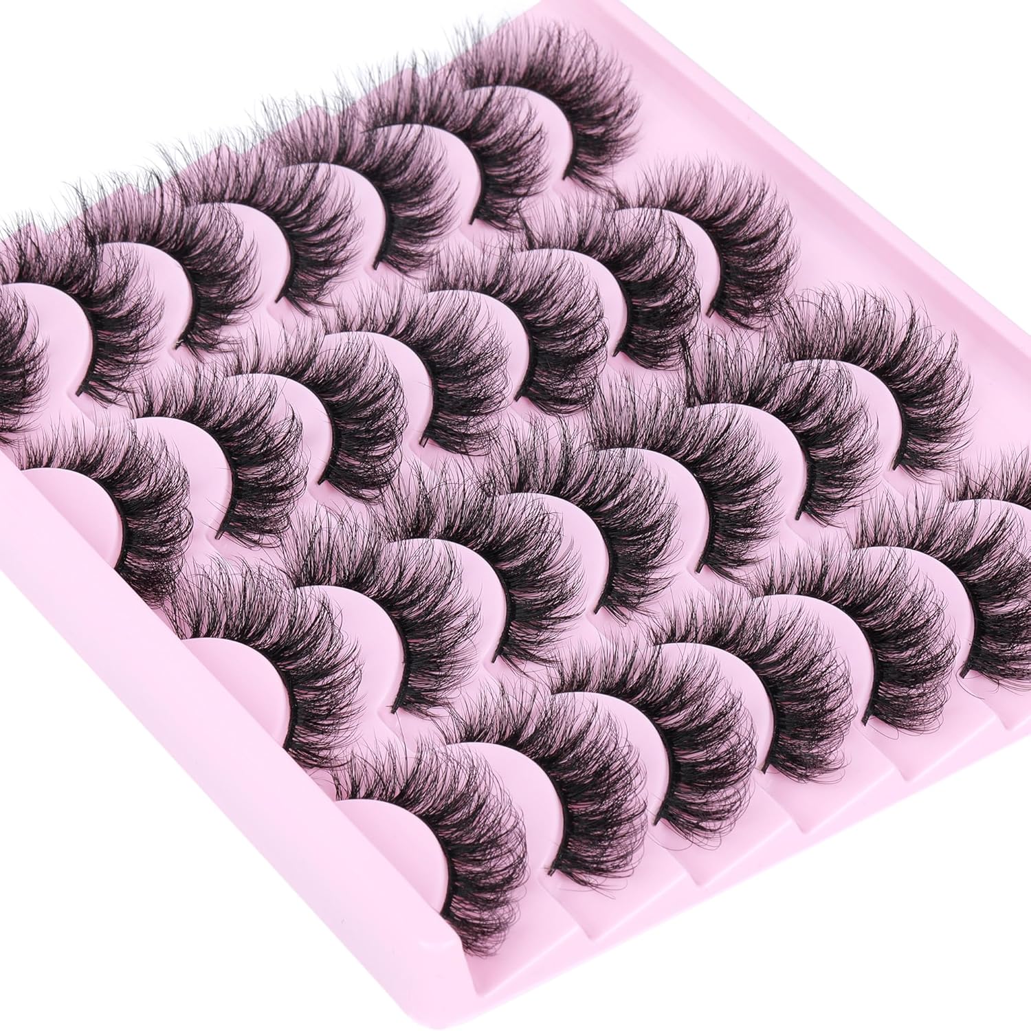 JIMIRE Pestañas postizas de volumen de ojo de gato, pestañas de visón sintético, pestañas rizadas en D, pestañas parecen extensiones de pestañas de