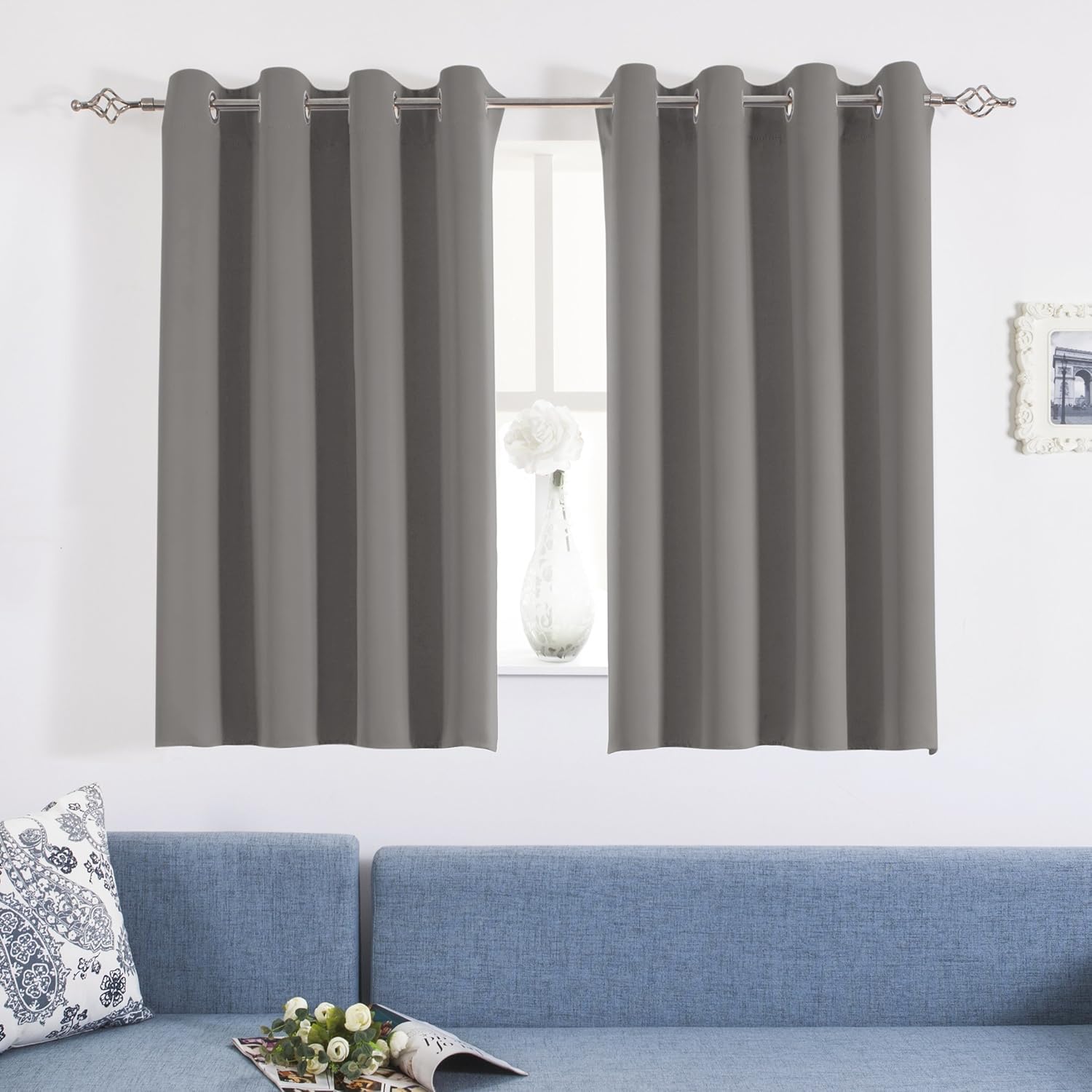 Aquazolax Paneles de cortinas opacas con aislamiento térmico y ojales en la parte superior, 2 paneles, 54 pulgadas de ancho x 54 pulgadas de largo,