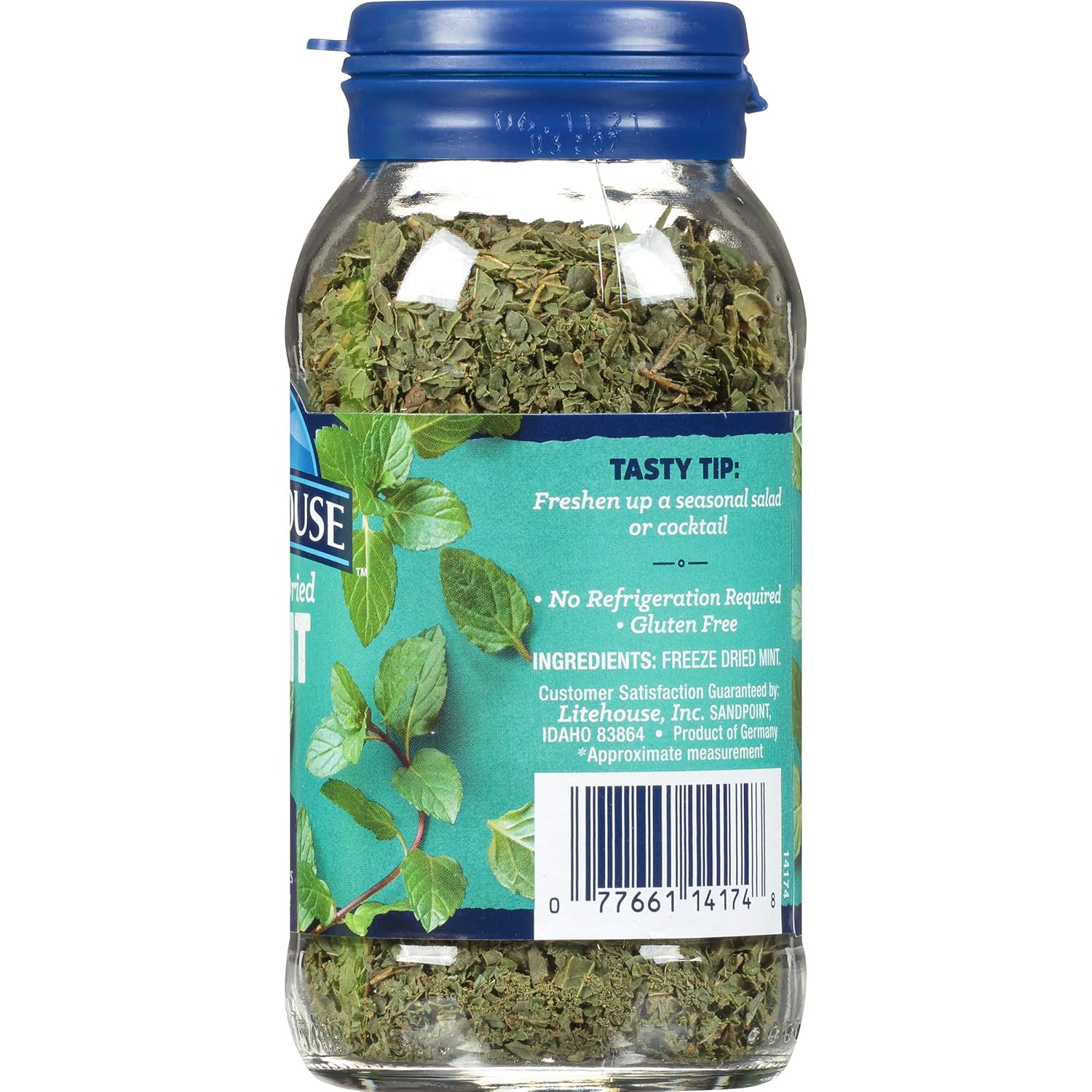 Litehouse Menta liofilizada  Sustituto de menta fresca, tarro igual a 4 racimos de menta fresca, orgánico, condimento de menta, sin OMG, sin gluten,