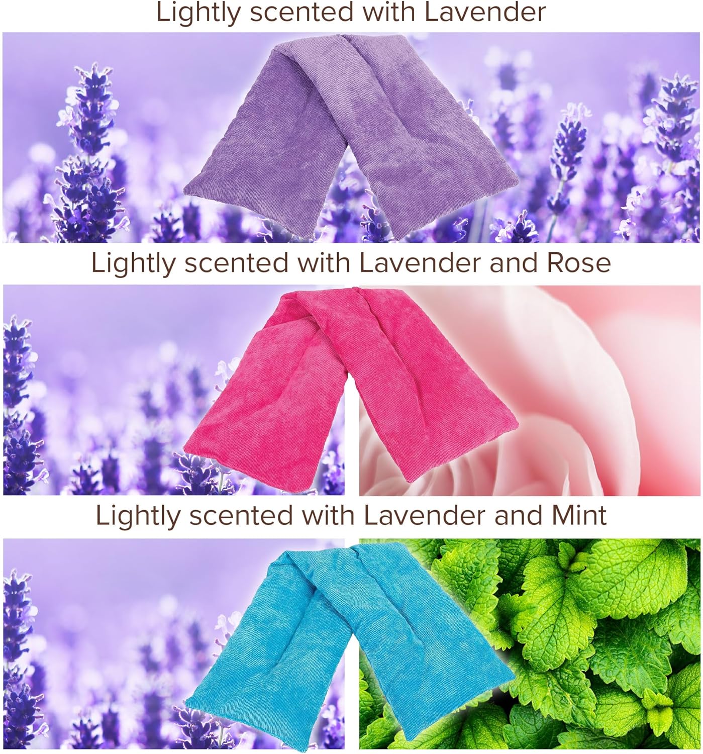 Bed Buddy Almohadilla térmica para microondas para músculos doloridos, paquete de 3 todos los aromas, paquete de regalo de envoltura cómoda,