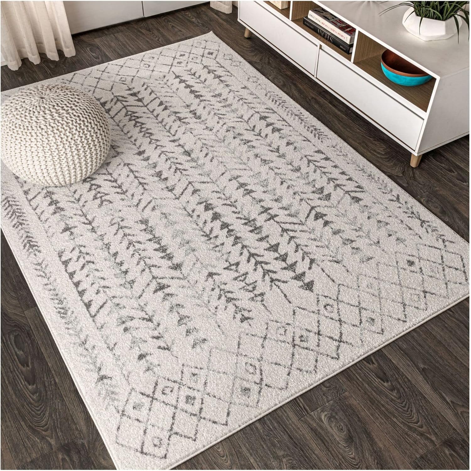 JONATHAN Y MOH210B-3 Ziri – Alfombra marroquí geométrica para interiores, estilo granja, bohemio, minimalista, fácil de limpiar, para dormitorio,