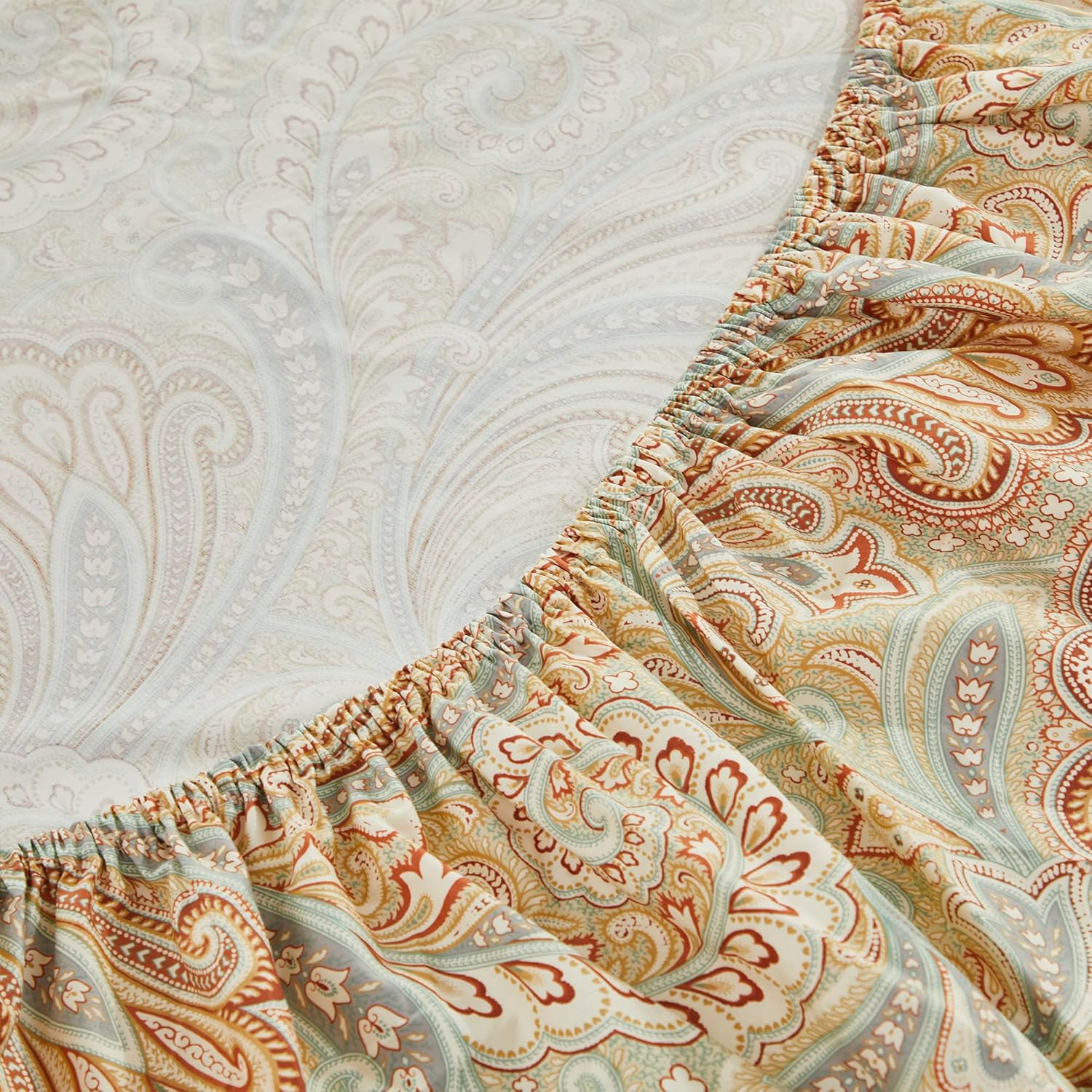 Brandream Paisley Bedding – Juego de sábanas de lujo con temática real, estilo bohemio, 800 hilos, 100% algodón egipcio, bolsillo profundo, 4