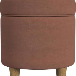 HomePop Decoración del hogar Otomana redonda tapizada de almacenamiento Otomana con almacenamiento para sala de estar y dormitorio, terciopelo HomePop Decoración del hogar Otomana redonda tapizada de almacenamiento Otomana con almacenamiento para sala de estar y dormitorio, terciopelo