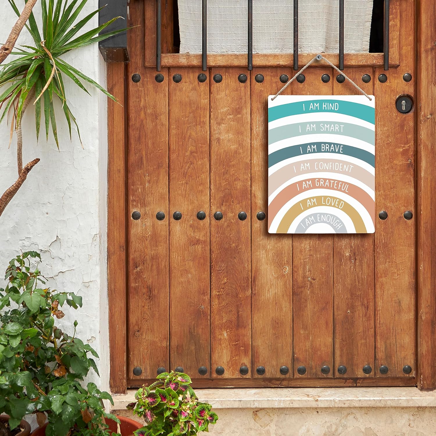 FUGWN Letreros de madera boho con texto en inglés “I Am Kind I Am Brave de 8 x 10”, decoración de pared de afirmaciones positivas, decoración de