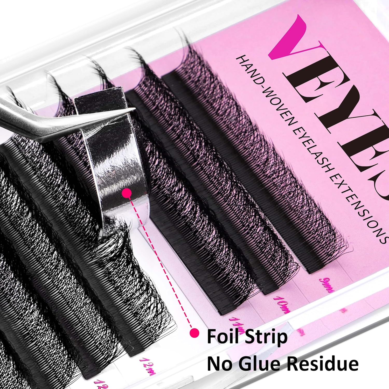 VEYES INC YY – Bandeja de extensiones de pestañas, rizo CD, 0.39-0.59 pulgadas, longitud mixta, abanicos profesionales de extensiones de pestañas,