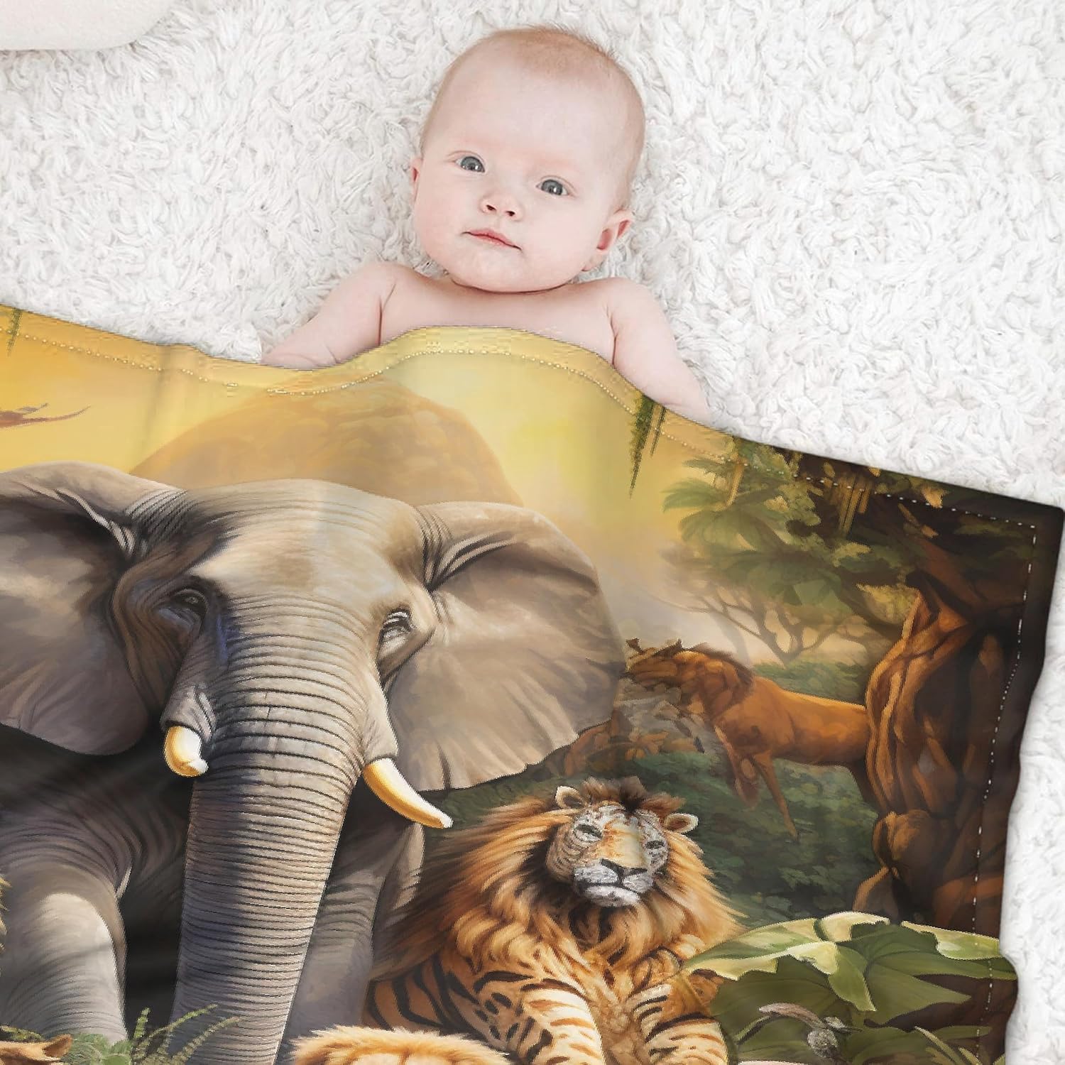 Manta de franela ultrasuave de forro polar con animales modernos, safari, gato salvaje, león, África, para todas las estaciones, manta cálida y